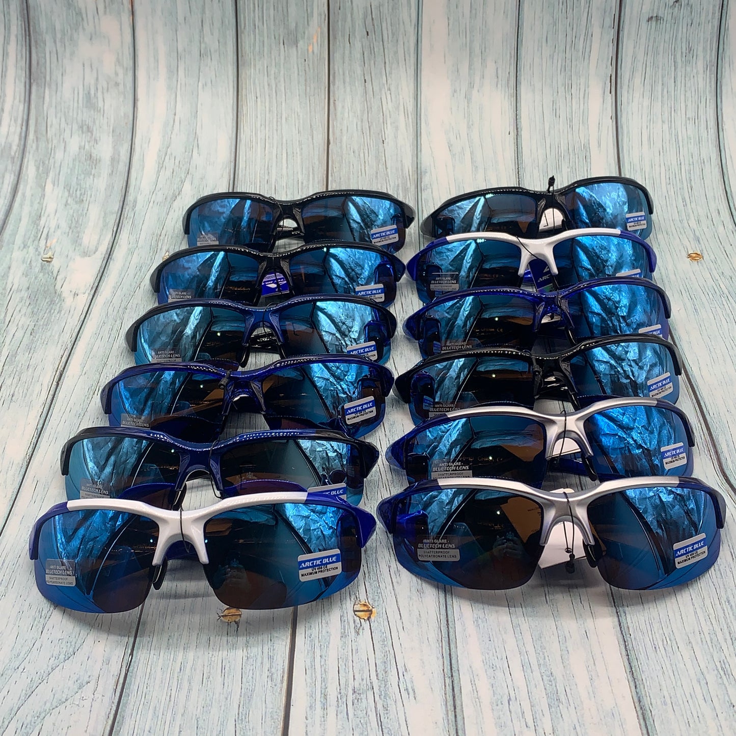 Men’s Blue UV400 Sunglasses – Retro Square Style, Assorted Frame Colors, Unisex Fit