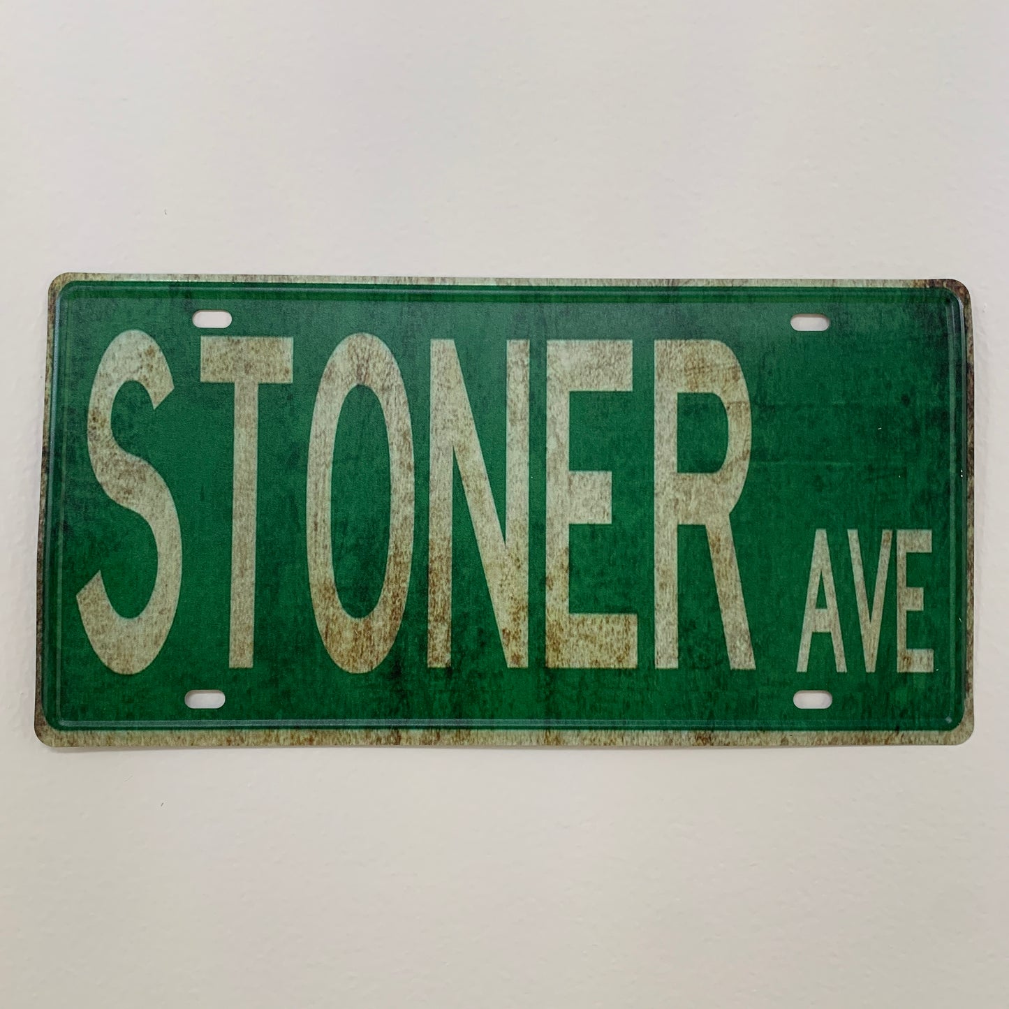 Stoner Avenue Tin Street Sign – 4x16 Inch Vintage Rustic Metal Wall Decor, Easy to Hang