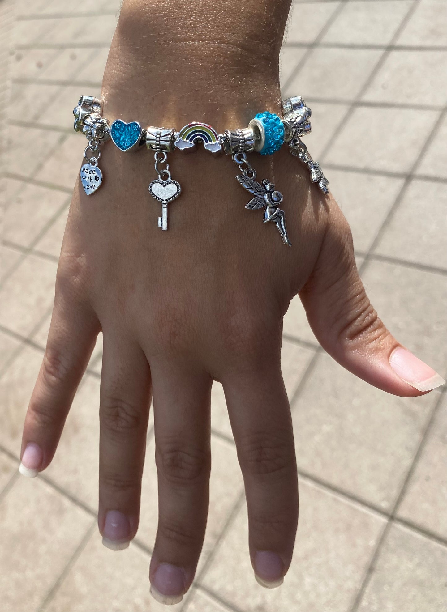 Panjia DIY Bracelet with Big Hole Beads Love Dripping Oil Charm Bracelet for Women
