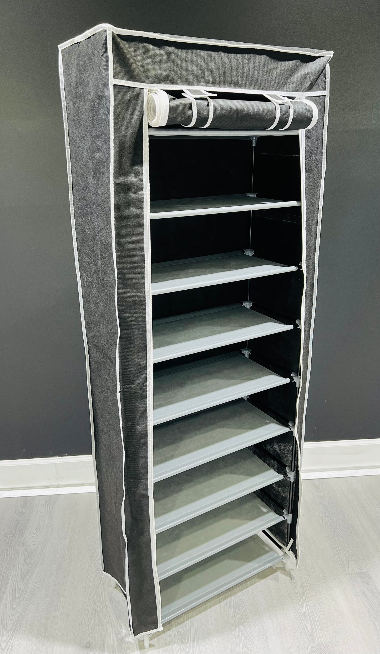 New 9 Tier Shoe Rack Shelf Standing Closet Cabinet Storage with Cover Black