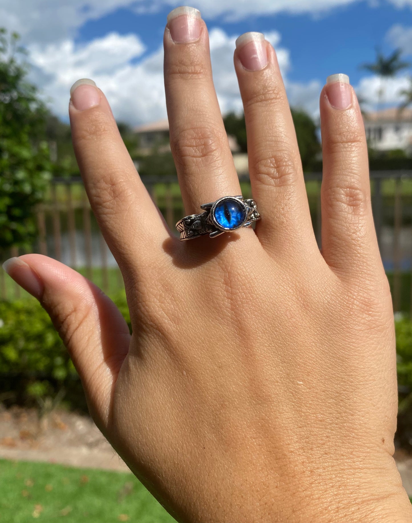 🧿 Retro Evil Eye Adjustable Ring – Creative Open Design