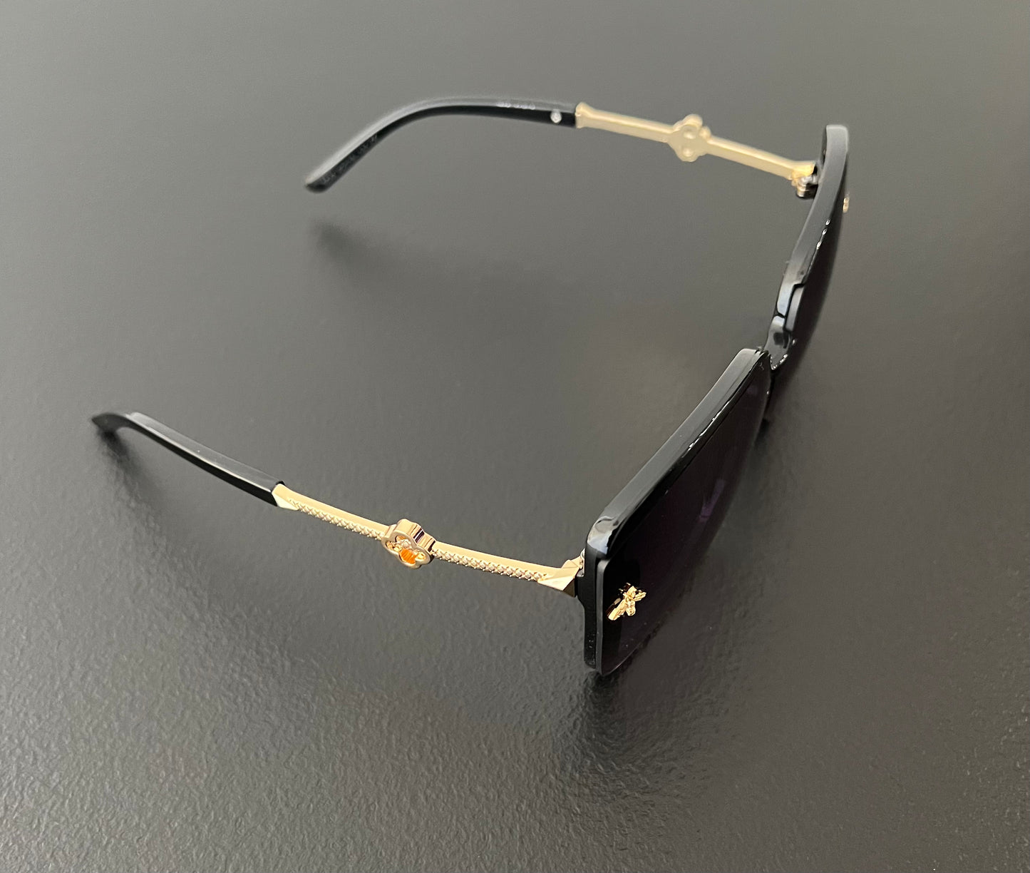 LUXURY Square Metal New Fashion Retro Sunglasses - Black