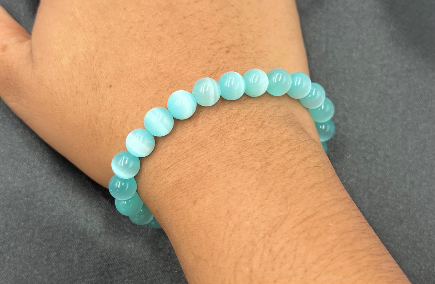 Natural Blue Amazonite Crystal Bracelet β 8mm Round Healing Stones | Calming Energy & Balance Bracelet