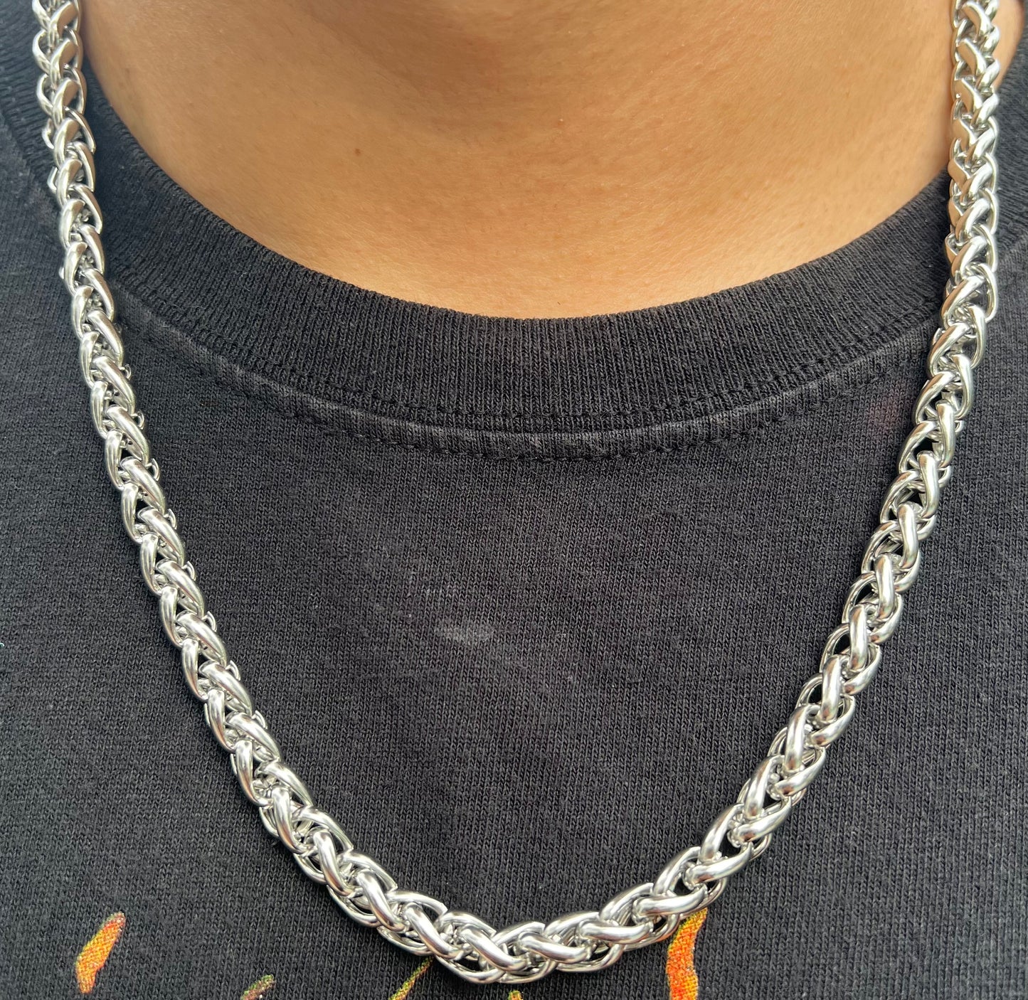π 8mm Heavy Braided Wheat Chain for Men β 24β Stainless Steel Necklace | Durable, Stylish, Unisex Jewelry
