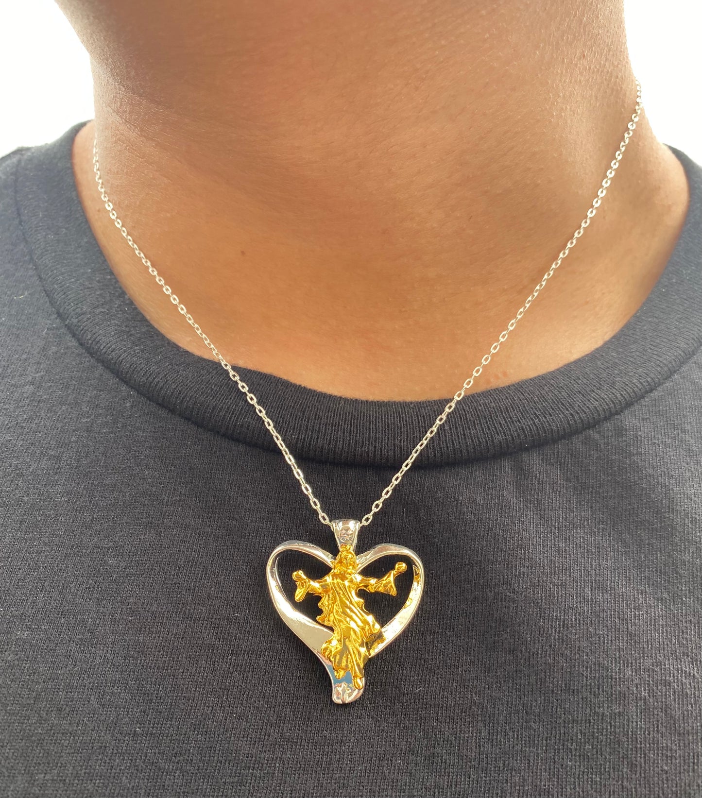 Jesus Christ Cross Necklace Gold & Silver Stainless Steel Pendant