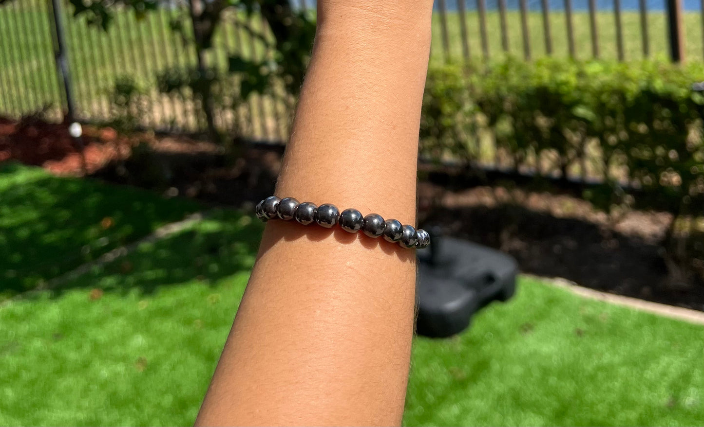 Weight Loss Round Men Women Therapy Magnetic Hematite Stone Beads Bracelet