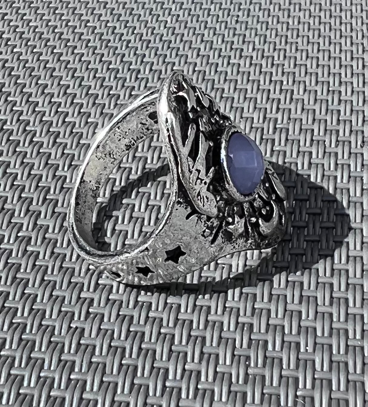 Retro Planet Moonstone Ring – Geometric Cloud Design, Unisex Alloy Jewelry