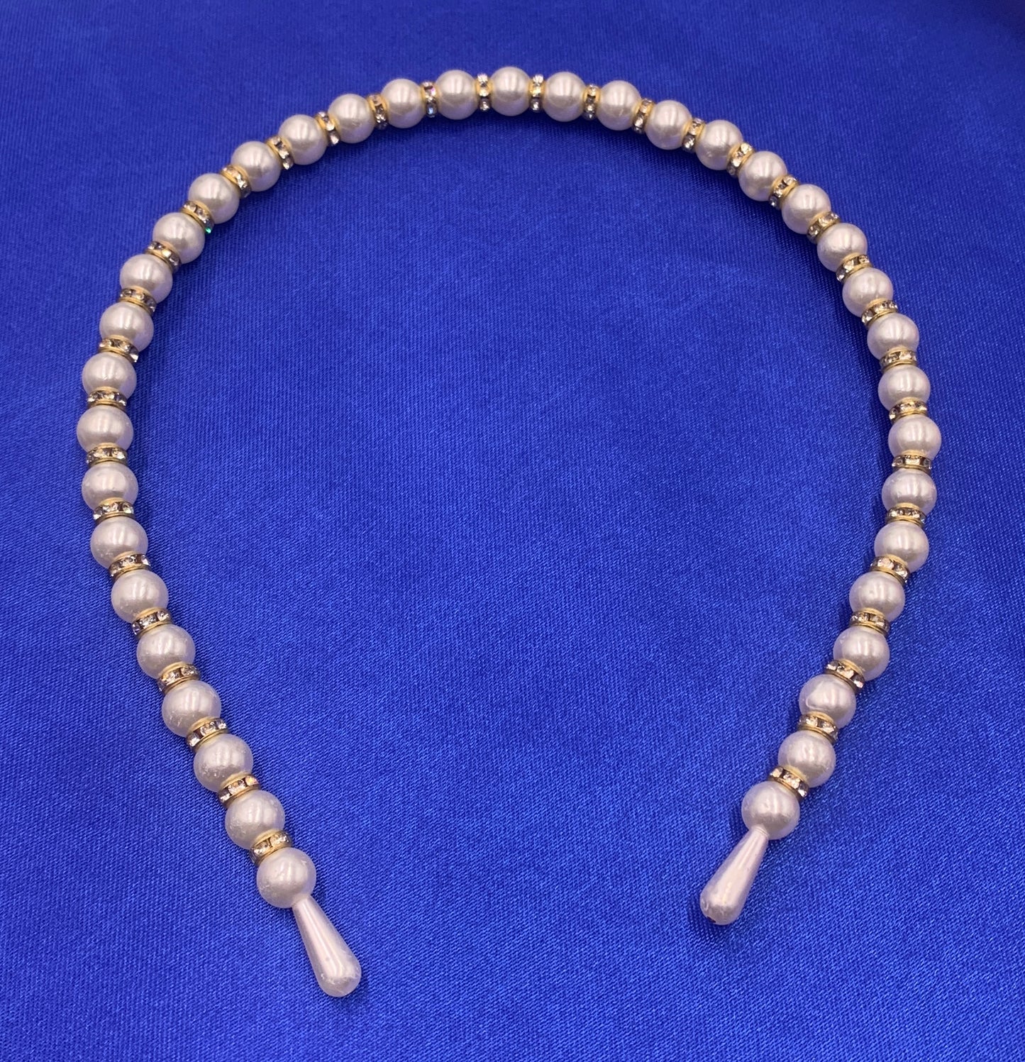 Korean Fashion Pearl Headband for Women – Simple Alloy Hairband with Flashing Diamonds