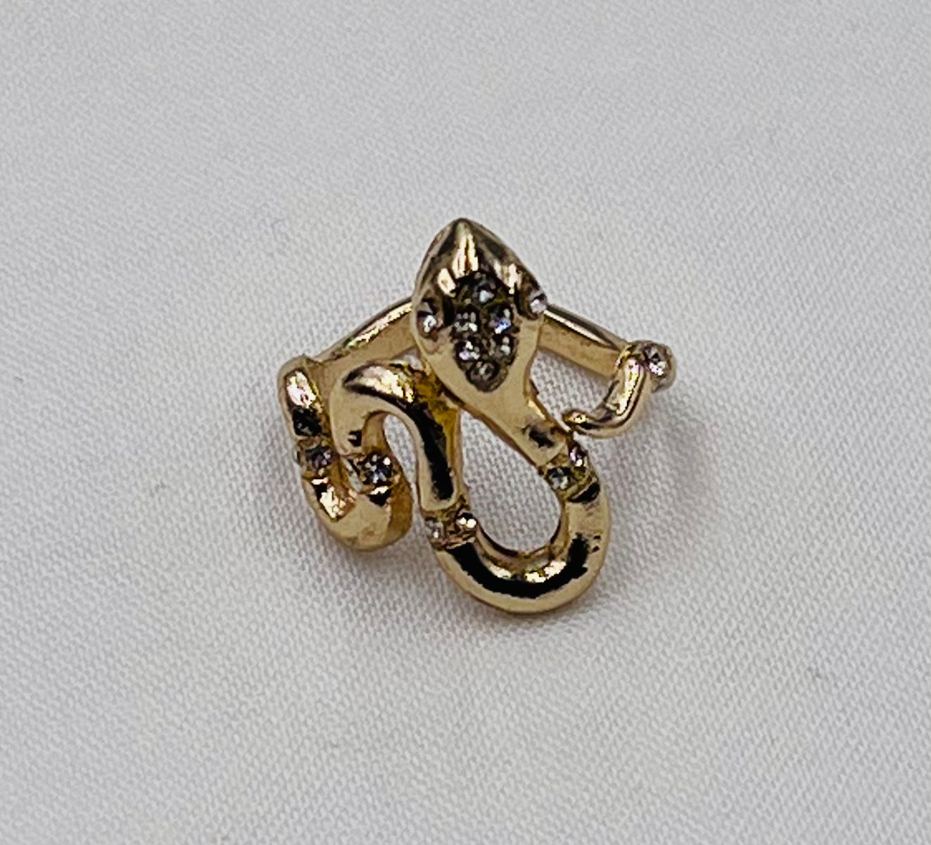 π Gold-Plated Snake-Shaped Punk Ring β Diamond Accents