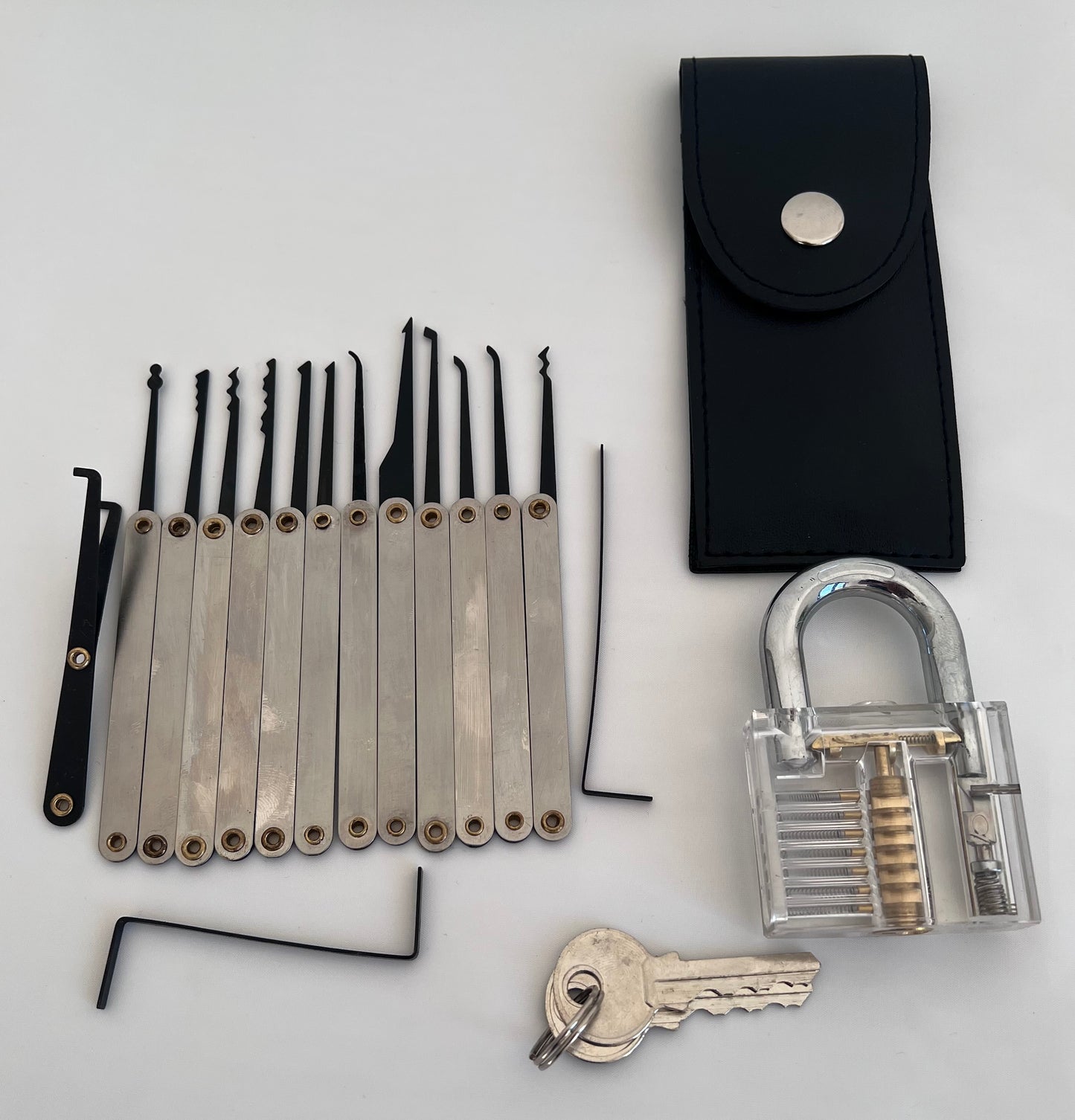 Lockpicking Practice Set β 15 PCS Stainless Steel Tools with Transparent Training Locks