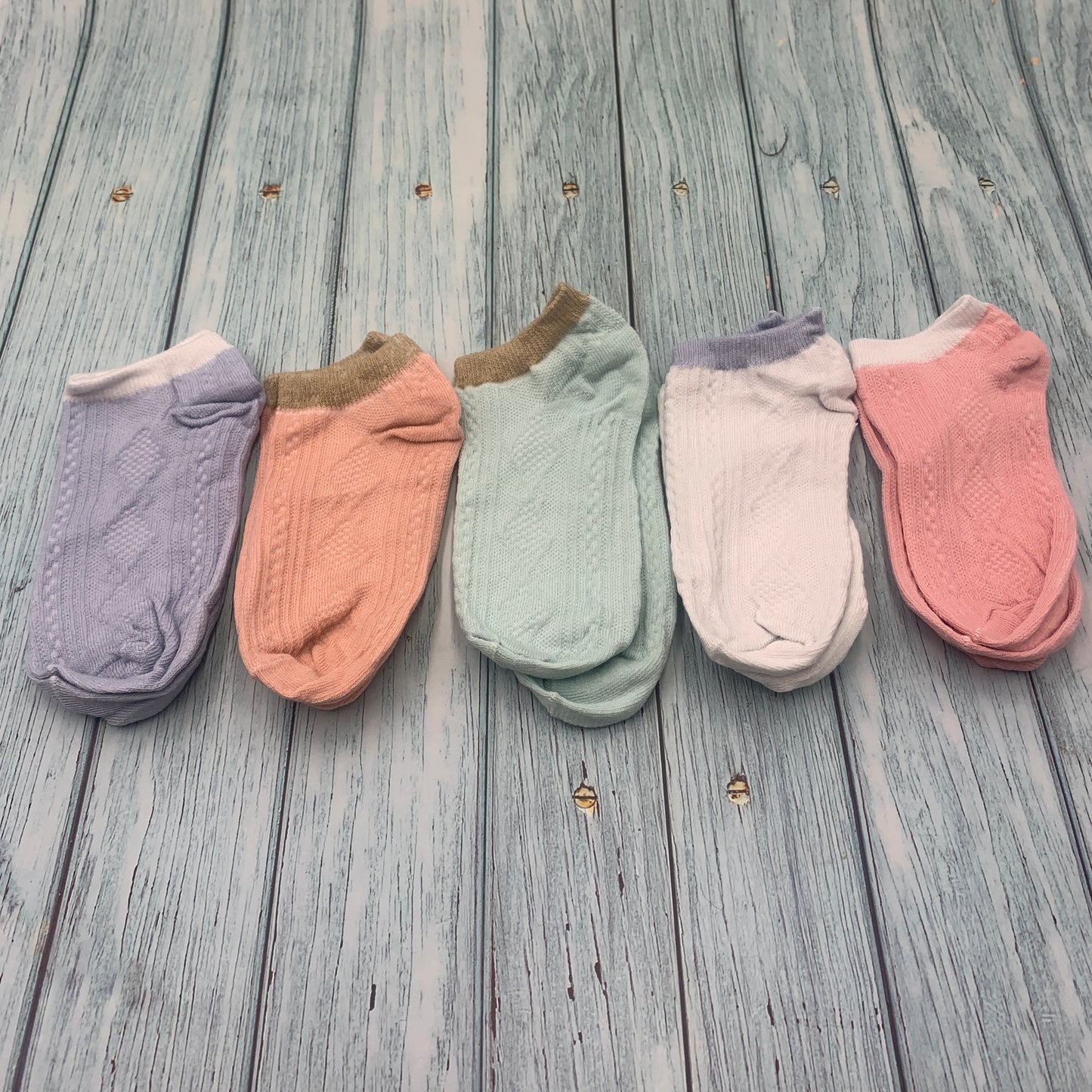5 Pairs Soft Cotton Ankle Socks – Multicolor Everyday Set