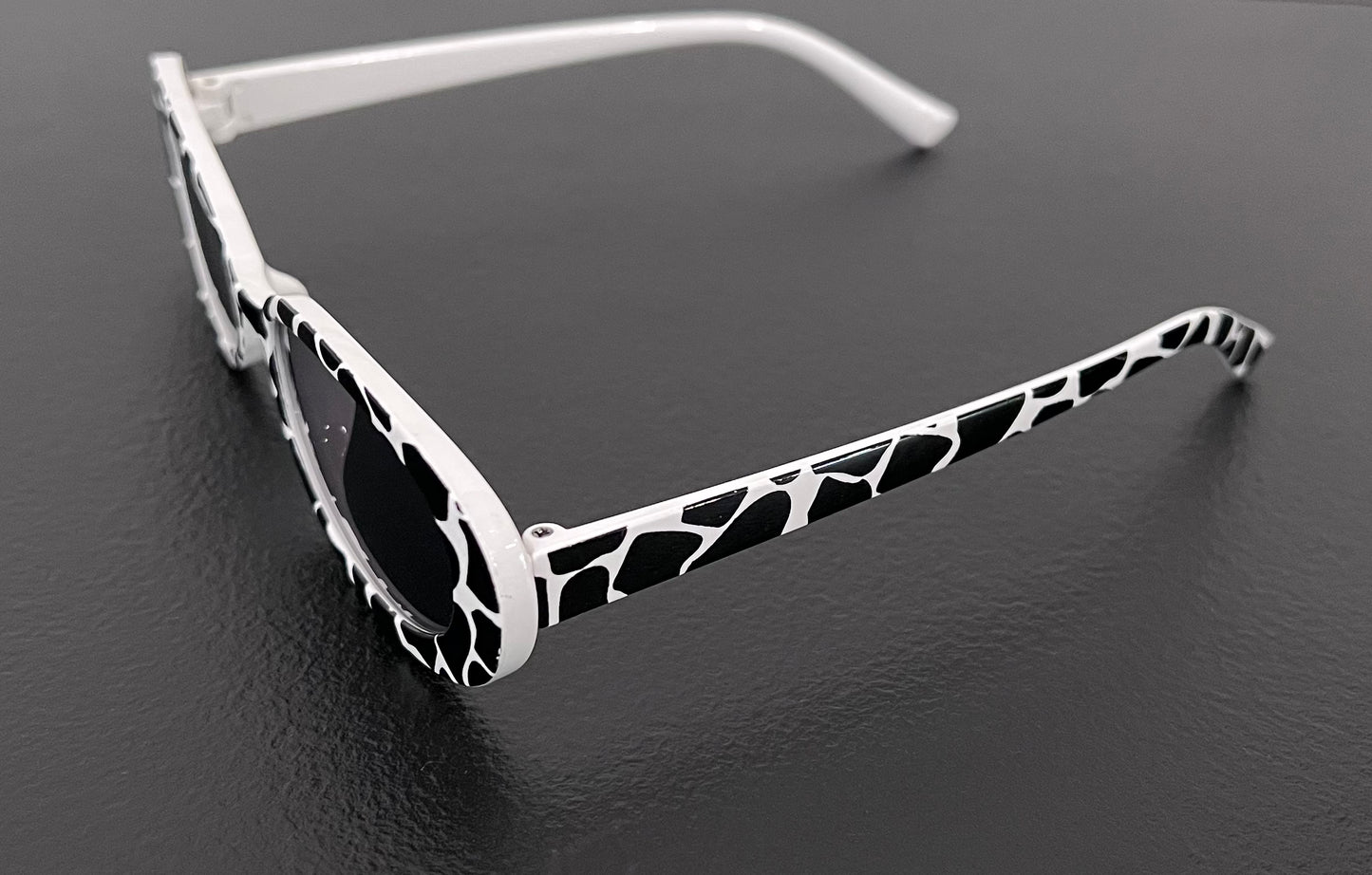 Women's Cow Print Thick Frame Sunglasses with Black Lens