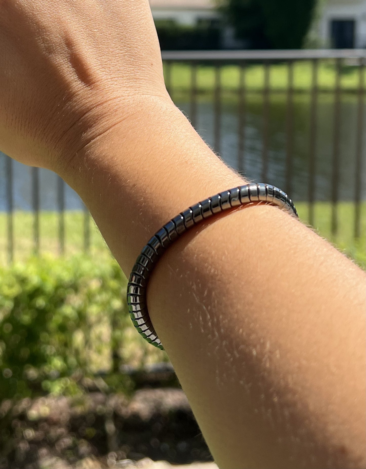 Magnetic Therapy Hematite Bracelet 8mm Natural Stone Beads for Men & Women – Energy Balance & Wellness Jewelry