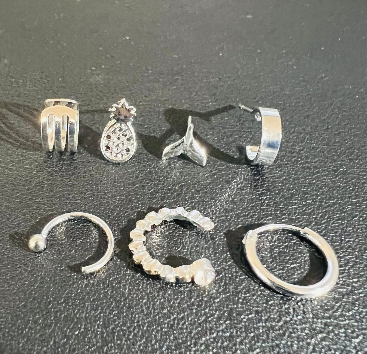 π Alloy Fishtail & Pineapple Fruit Earrings β 7-Piece Set