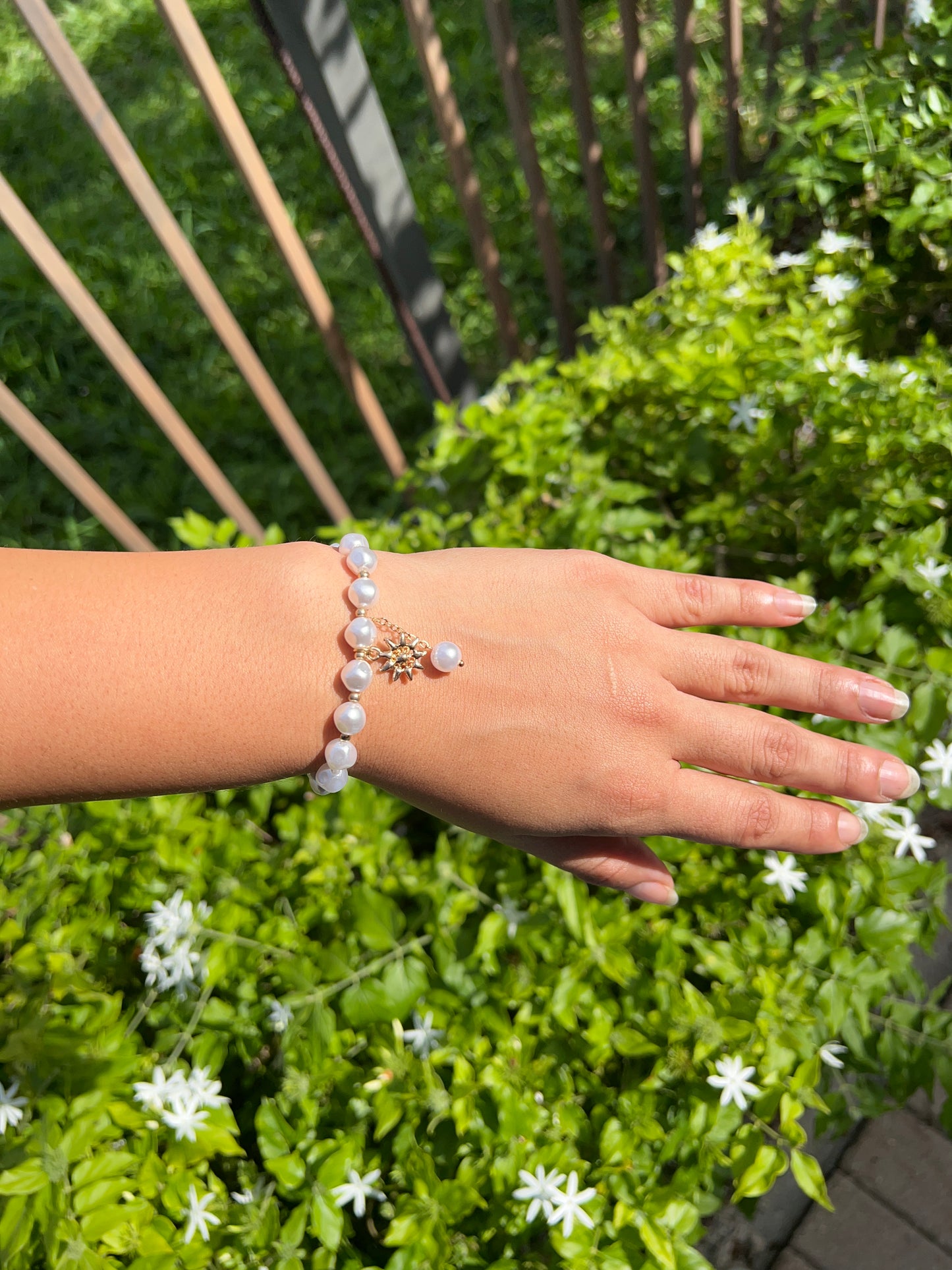 Simple Double Pearl Dream Catcher Pendant Crystal Bracelet