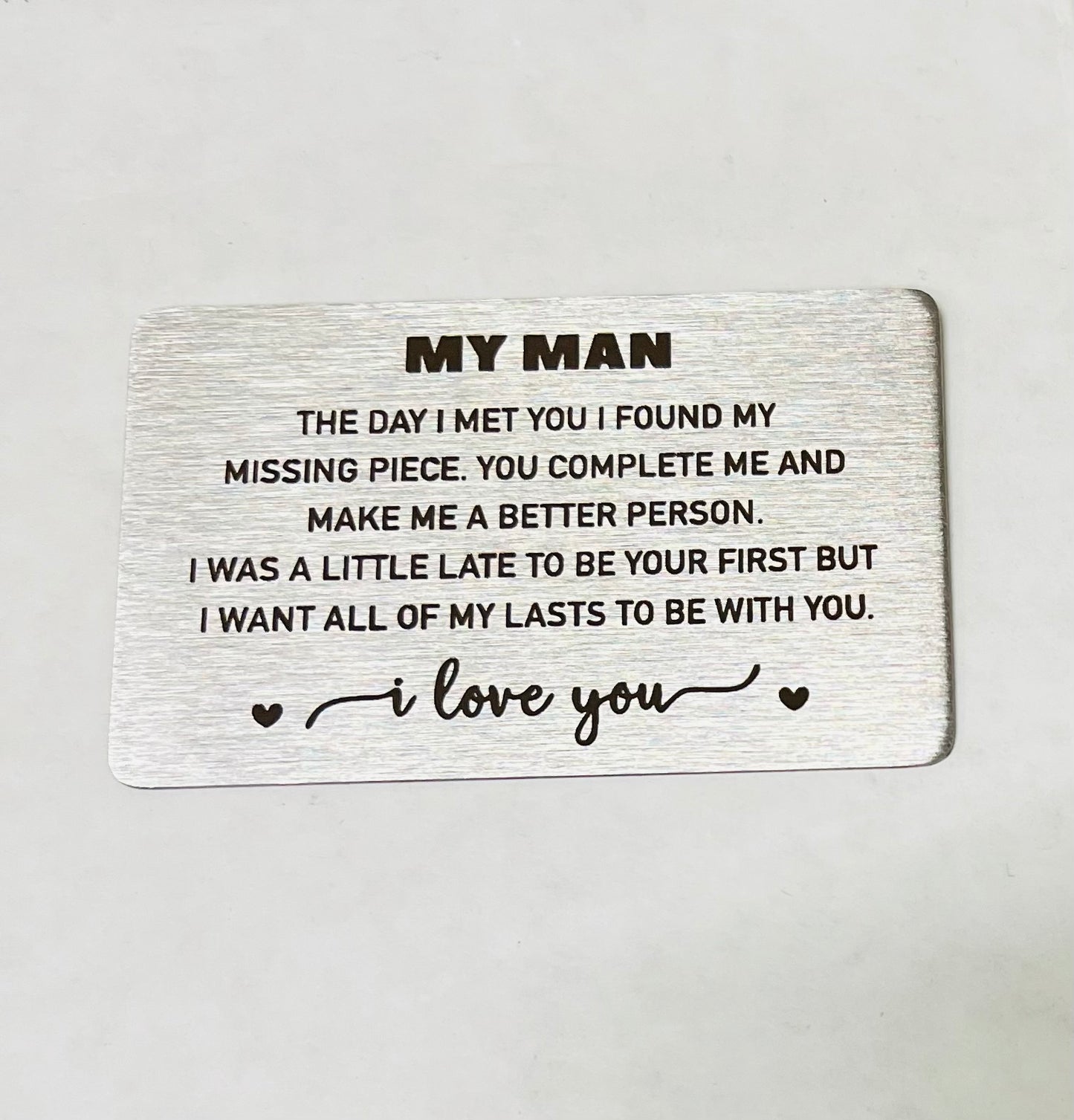 ♥ My Man Wallet Insert Card Anniversary Gifts, Love Note, Deployment Birthday Gift ♥