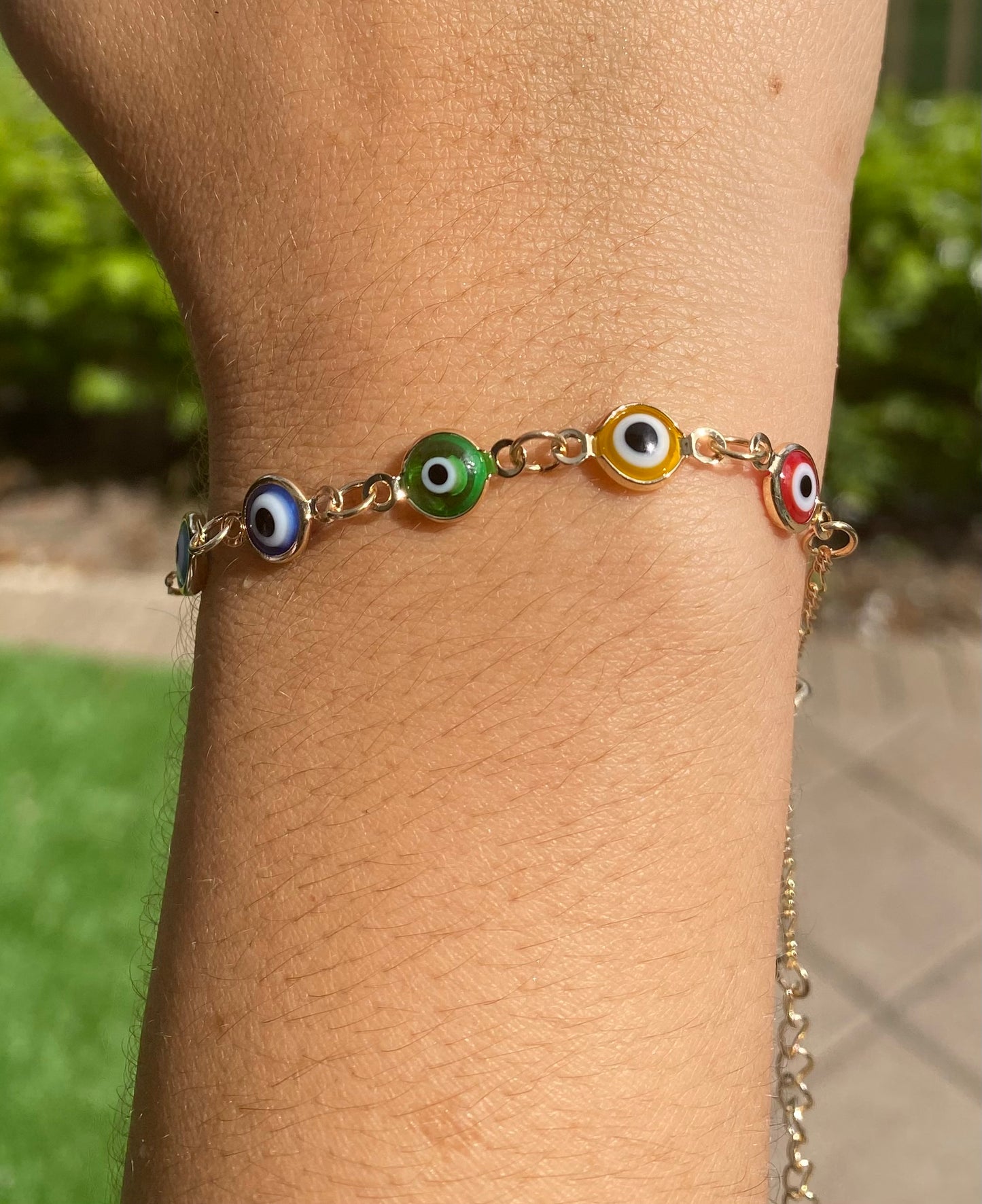 Colorful Evil Eye Figaro Chain Anklet Bracelet β Adjustable Protective Jewelry for Women & Girls