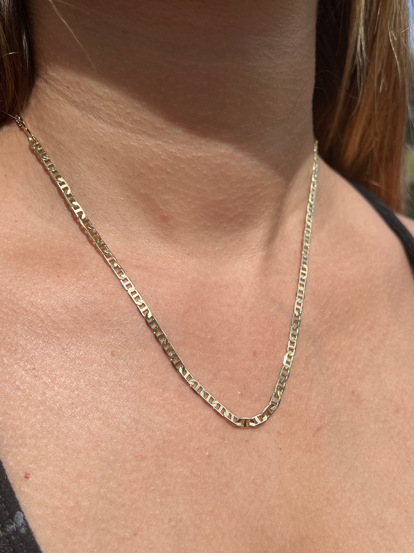 18k Gold Filled Diamond Cut Mariner Necklace 19.5” Long