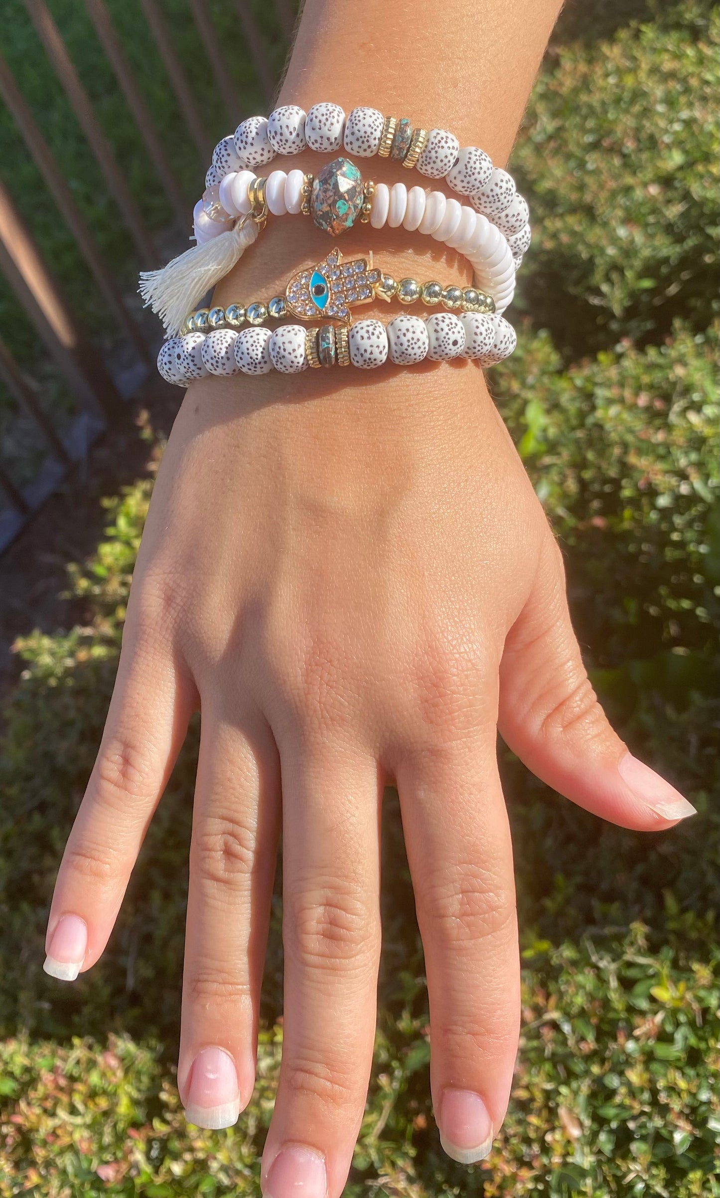 simple diamond palm bead multi-layer bracelet