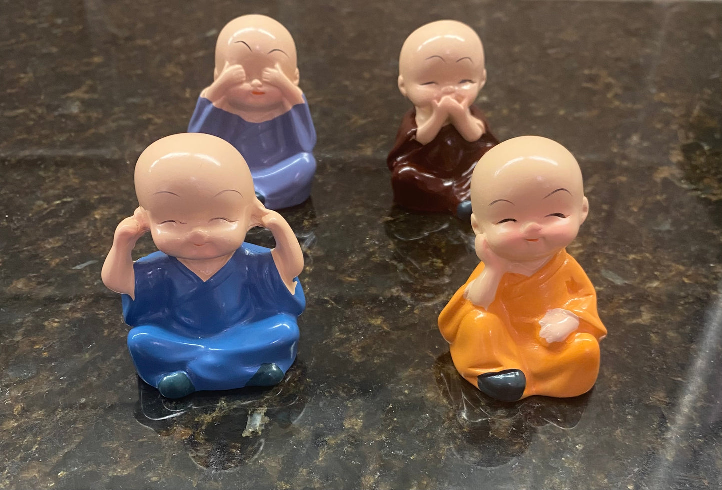 CUTIE Set of 4 Buddha Monk Statues Miniature Figurines