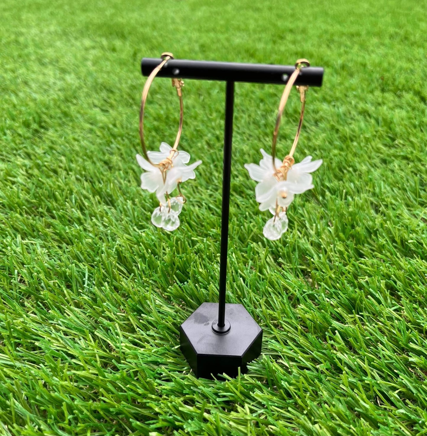 Gold Flower Hoop Earrings for Women