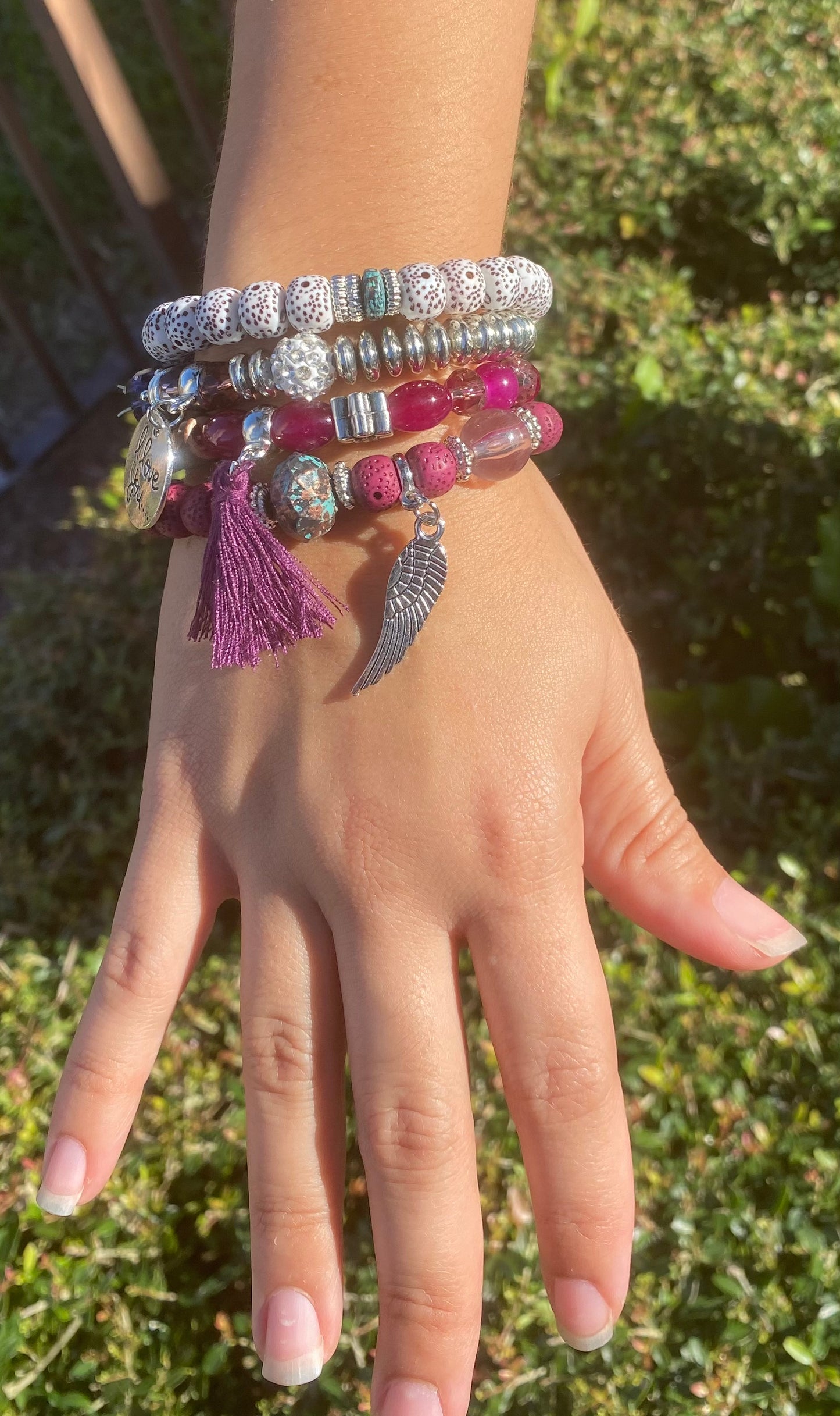 fashion concise and versatile disc love wings tassel personality bead temperament multi-layer bracelet