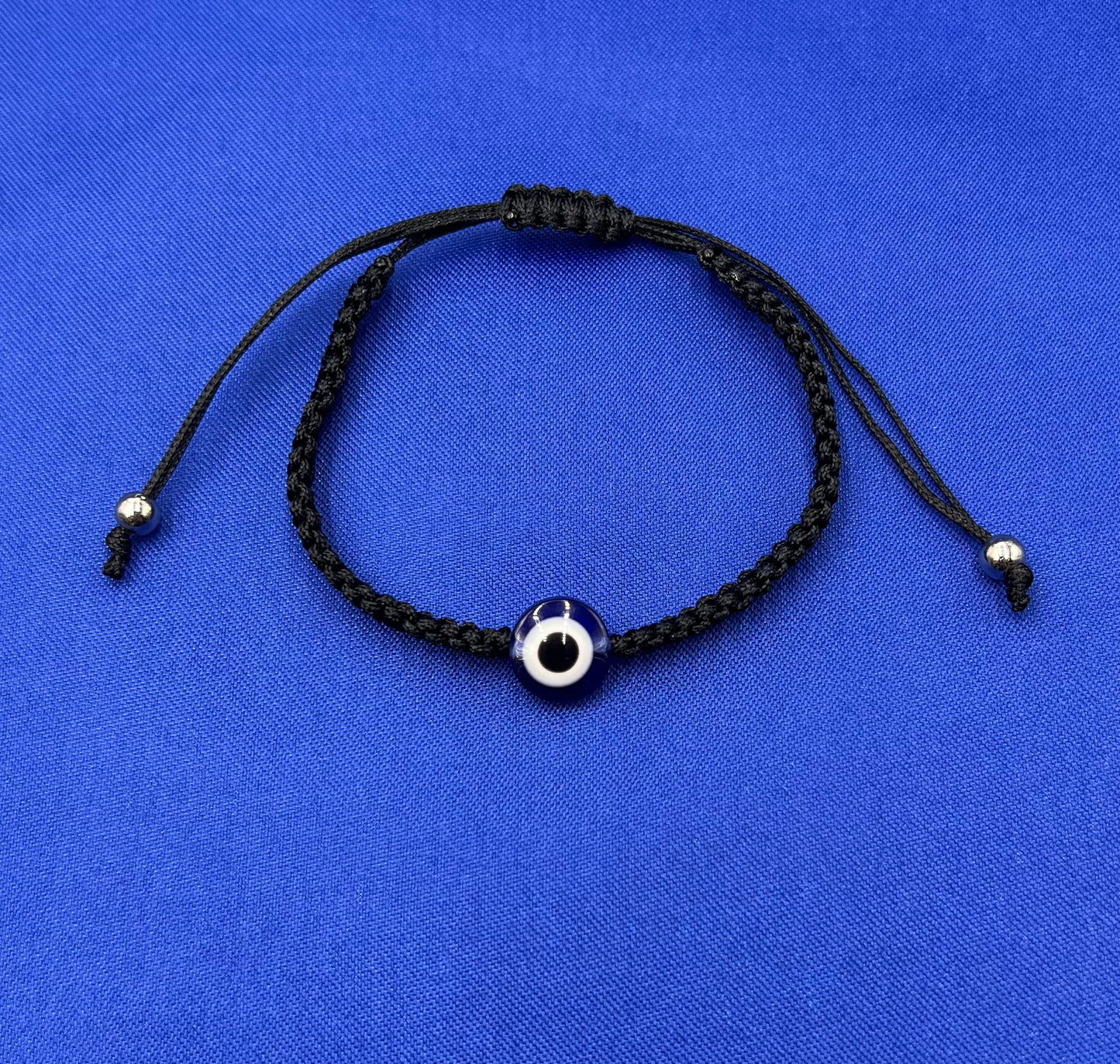 Red Rope Evil Eye Bracelet – Adjustable Braided Charm with Blue Eye & Palm Design