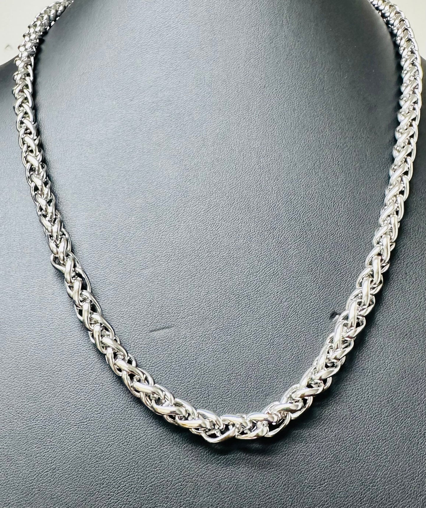 π 8mm Heavy Braided Wheat Chain for Men β 24β Stainless Steel Necklace | Durable, Stylish, Unisex Jewelry