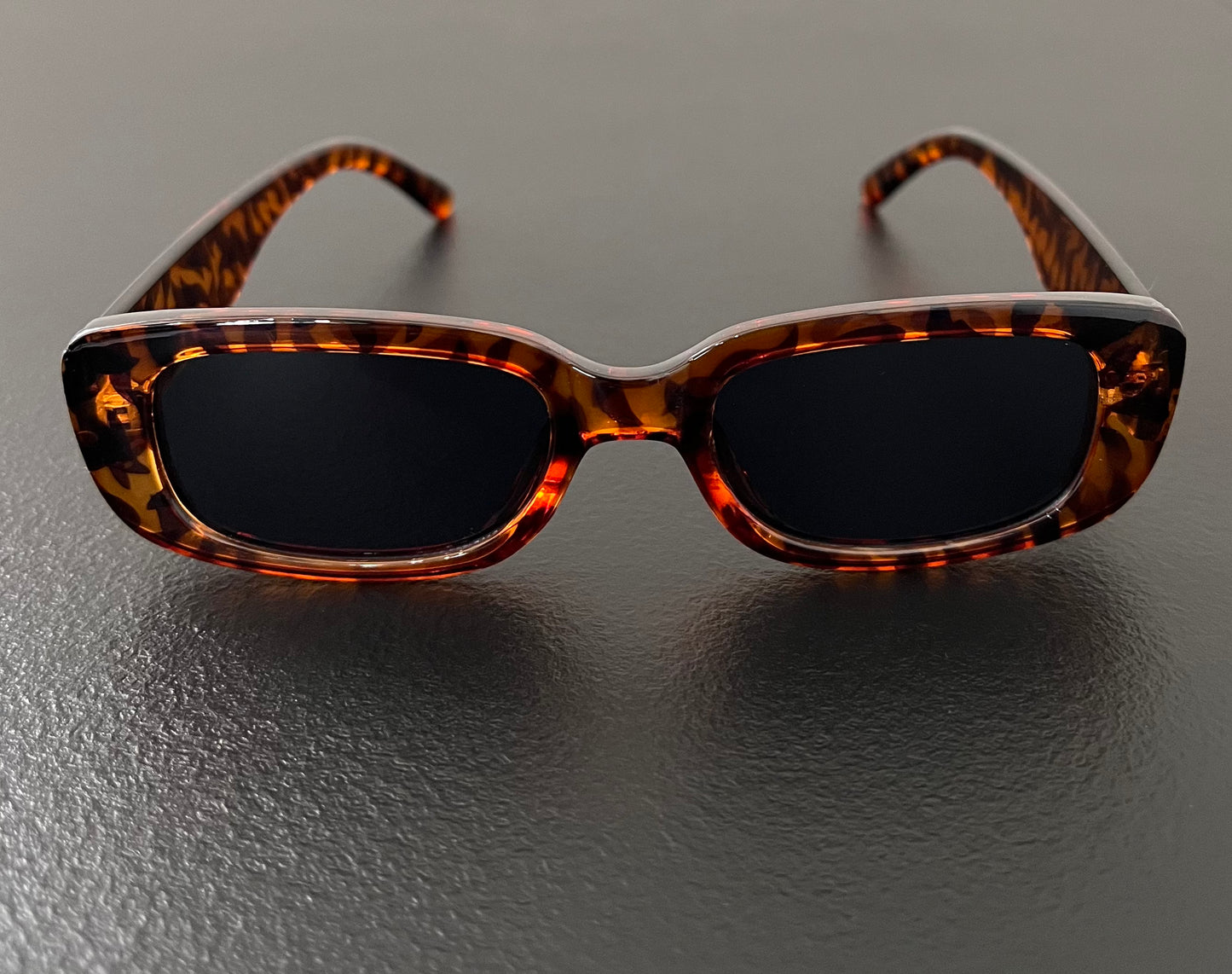 Leopard Frame Retro Rectangle Sunglasses – Small UV400 Geometric Shades