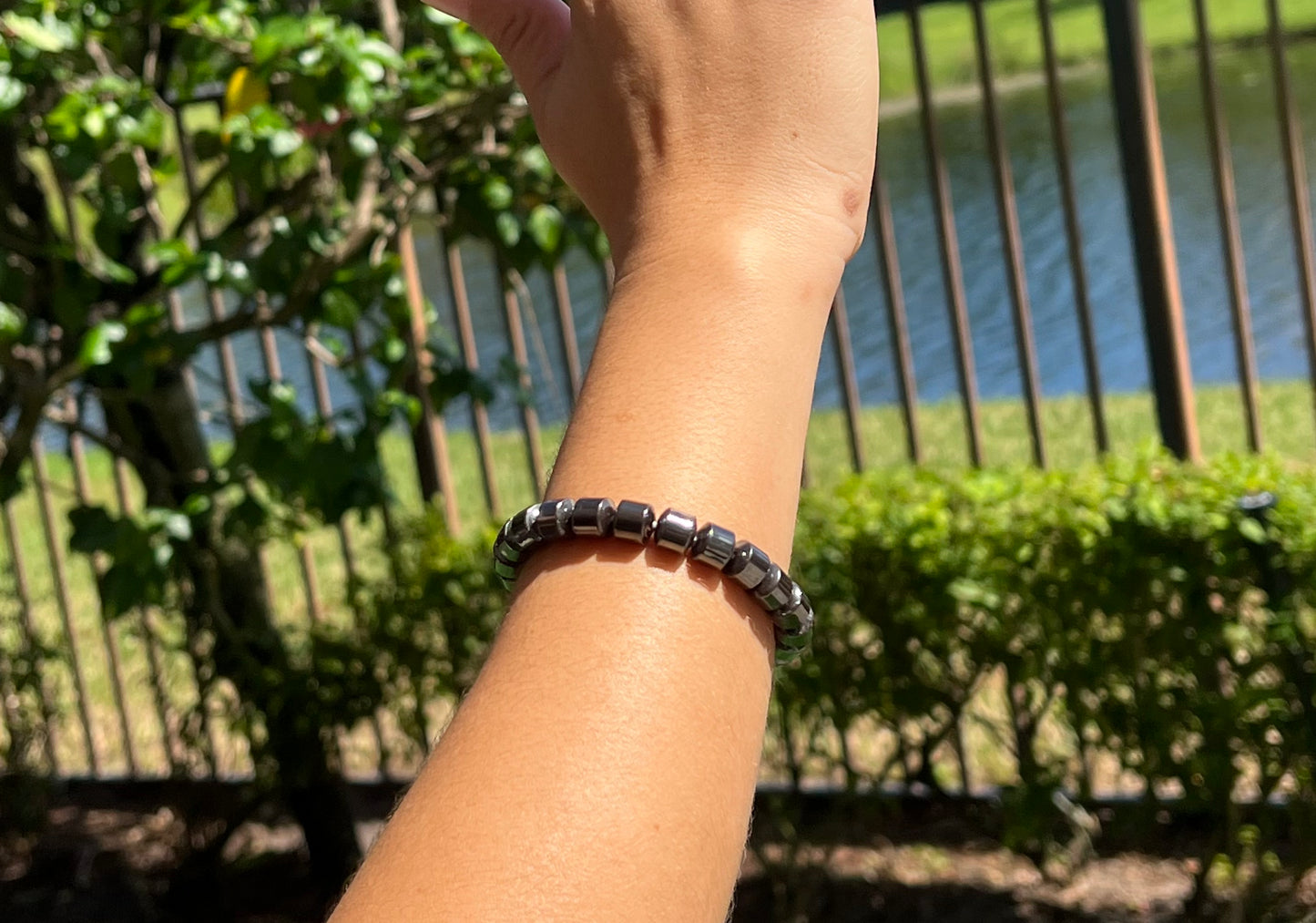 Weight Loss Magnetic Therapy Men Women Hematite Stone Beads Bracelet Jewelry