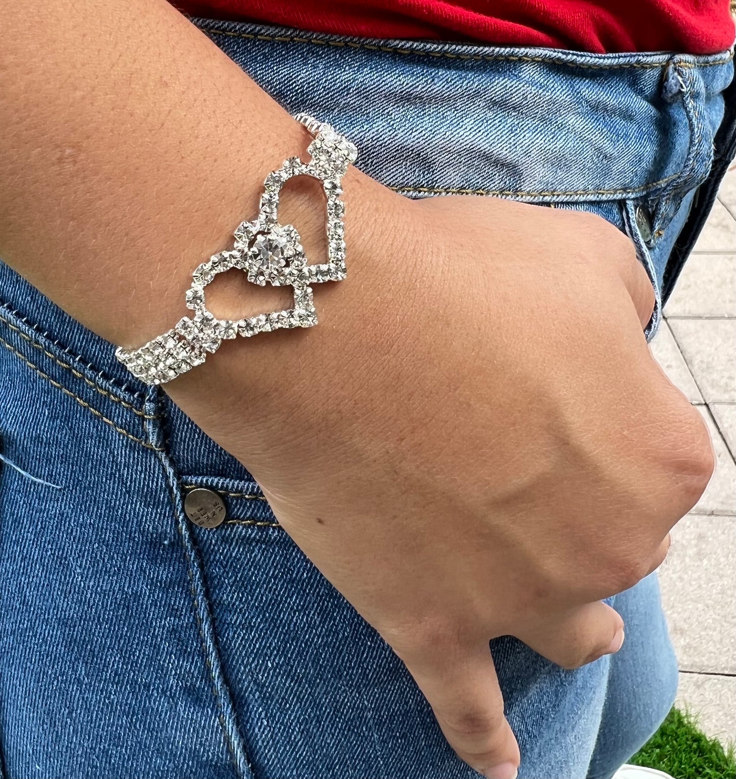 π Heart Rhinestone Bracelet β Sparkling Silver Love Jewelry β¨