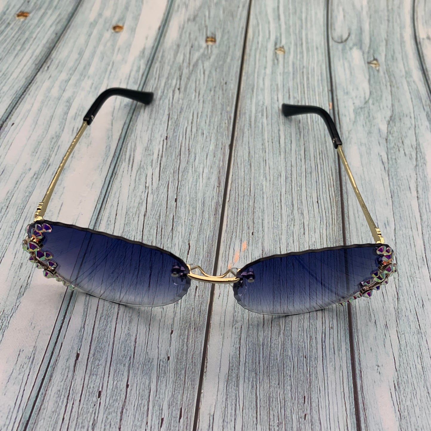 Crystal Diamond Rimless Sunglasses β Jagged Edge Luxury Eyewear