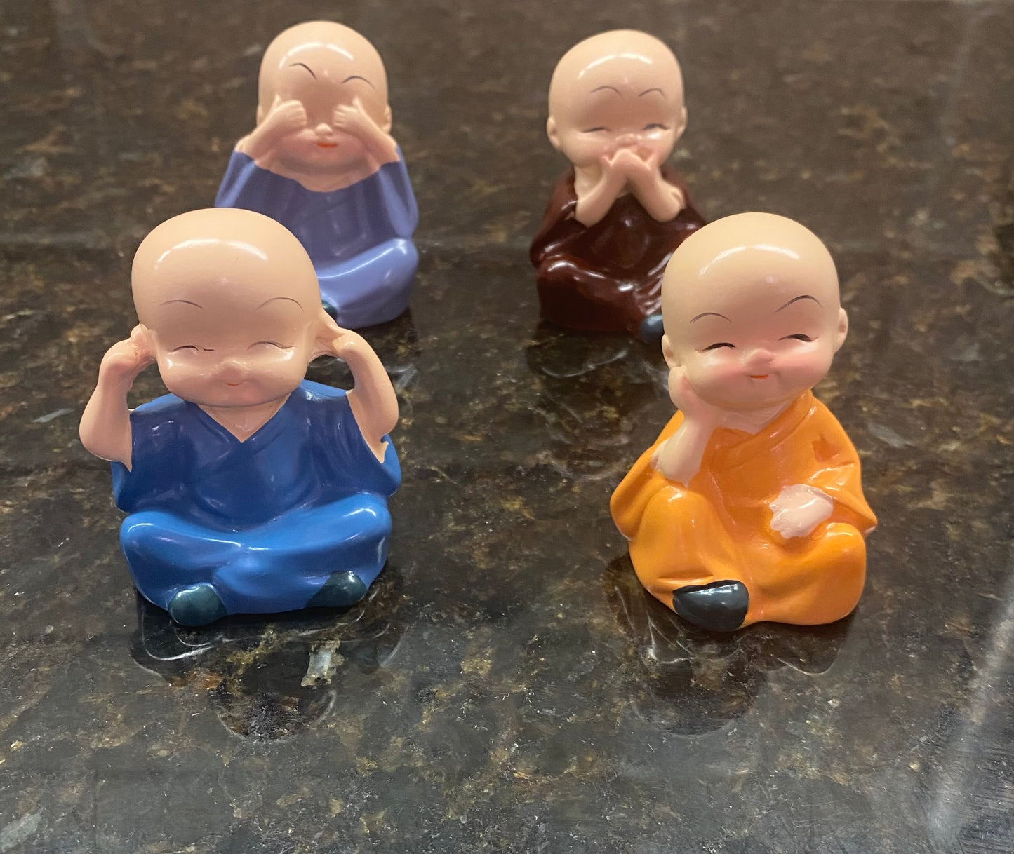 CUTIE Set of 4 Buddha Monk Statues Miniature Figurines