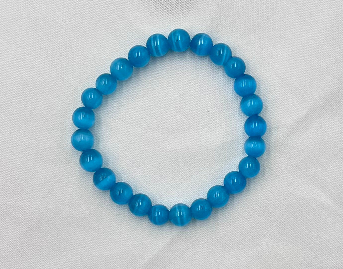 Frosted Blue Opal Bracelet β 8mm Round Beads, Healing Crystal Energy, Stretch Fit Jewelry for Men & Women