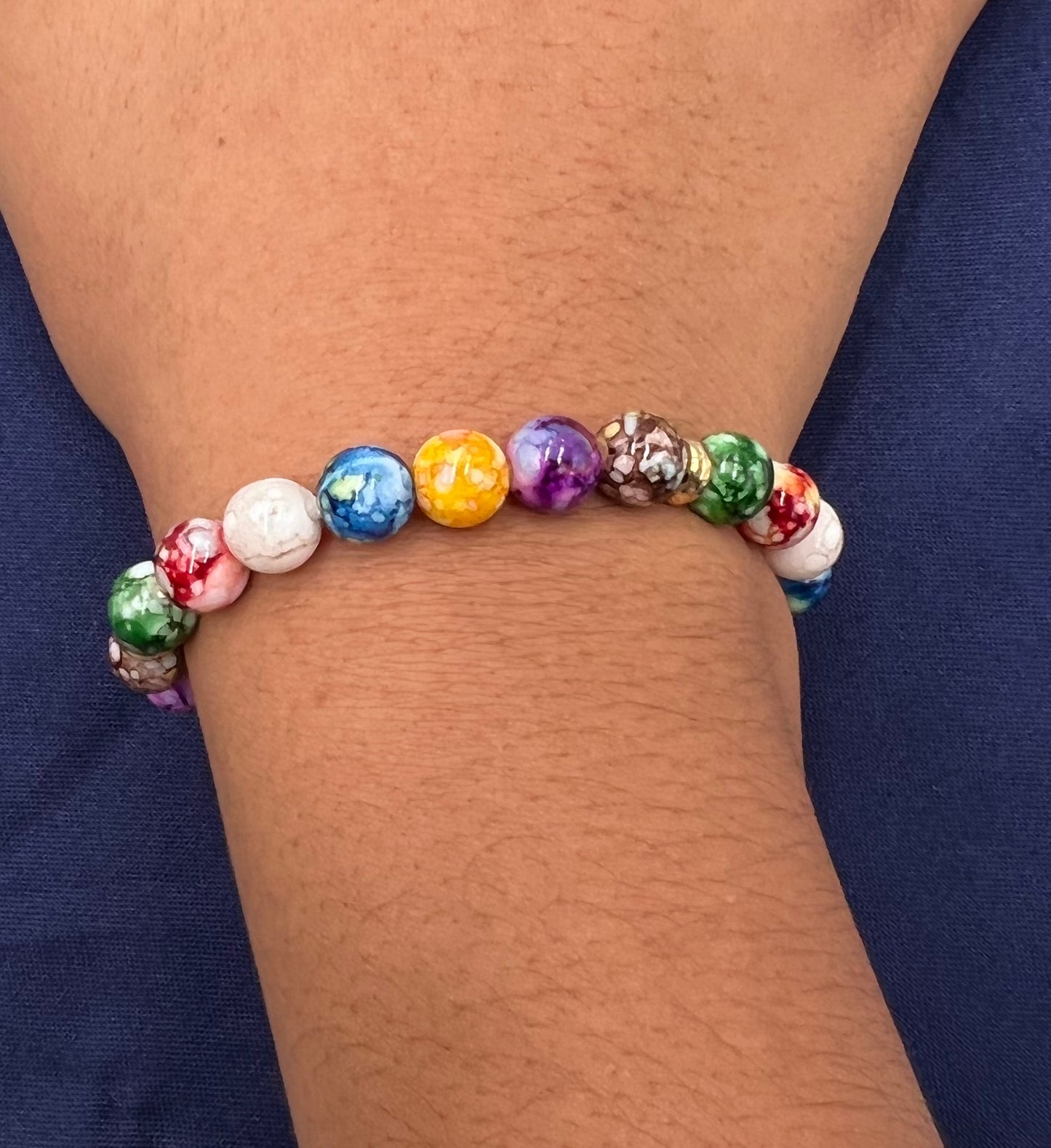 π Rainbow Natural Agate Stone Bracelet β Healing Crystal Jewelry