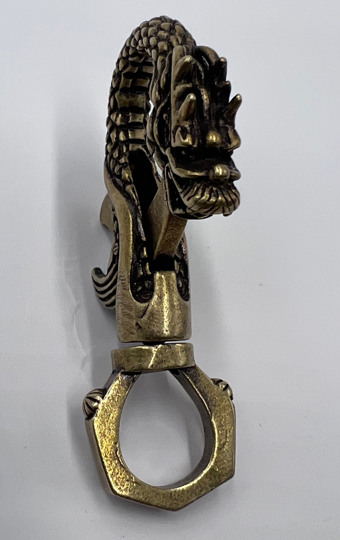 Vintage Copper Dragon Figurine – Mini Brass Statue, Retro Desk Ornament & Keychain Charm