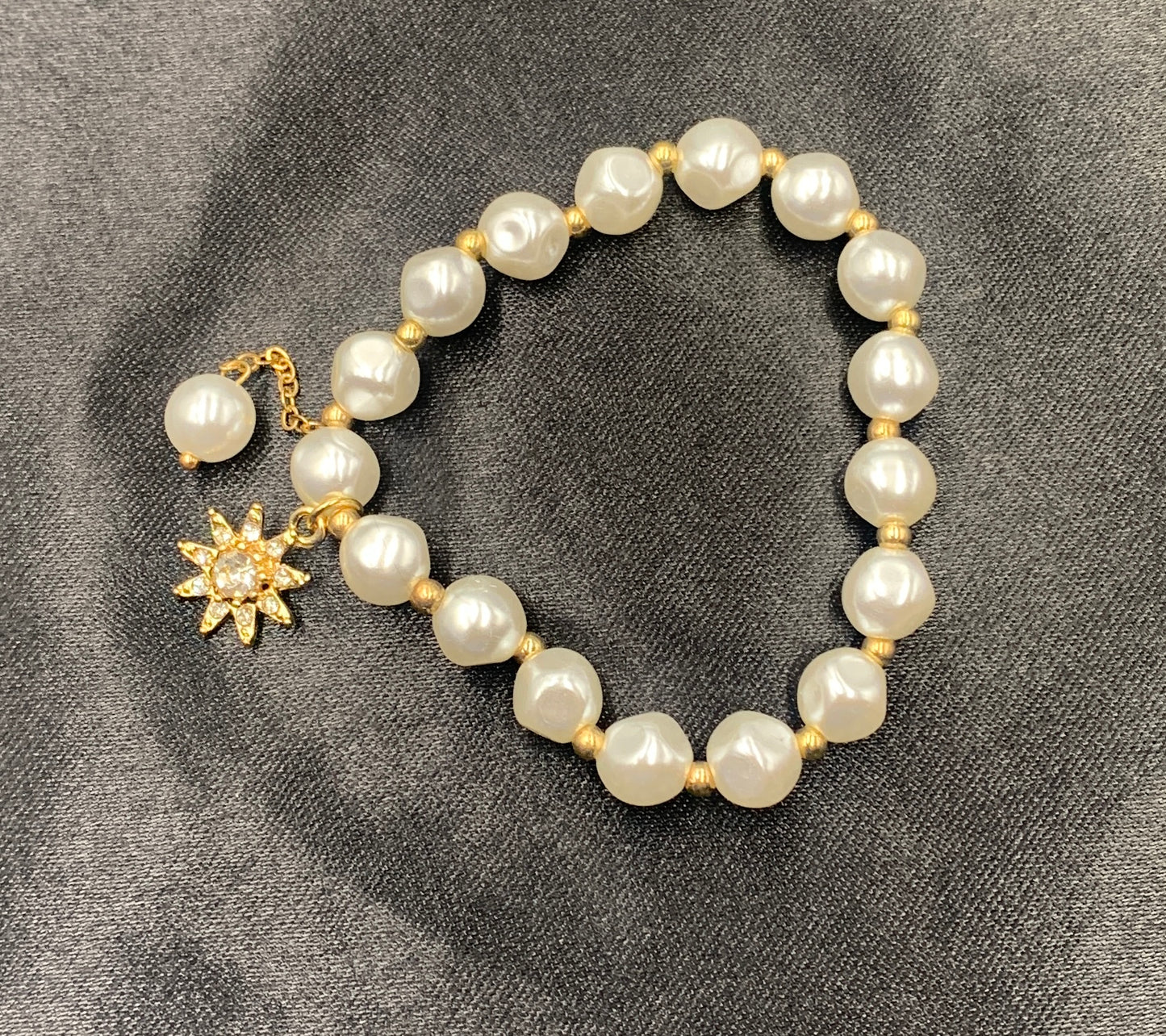 Simple Double Pearl Dream Catcher Pendant Crystal Bracelet