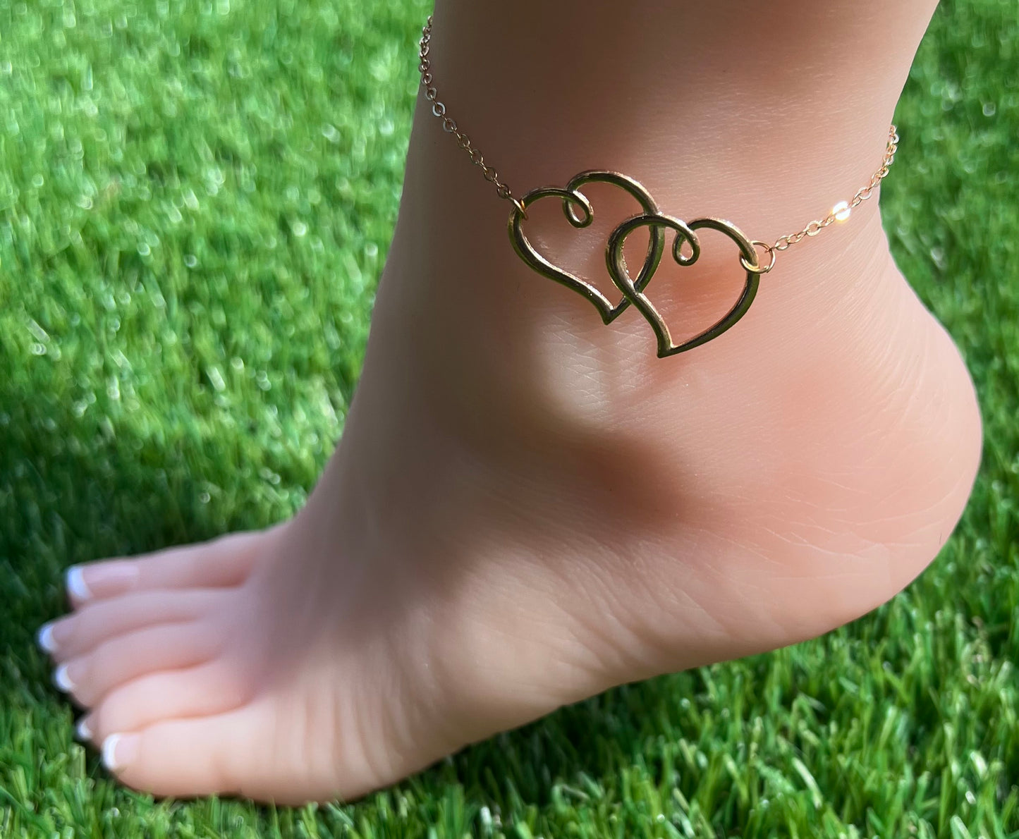Double Heart Anklet – Simple Summer Jewelry for Beach & Travel, Gold / Silver