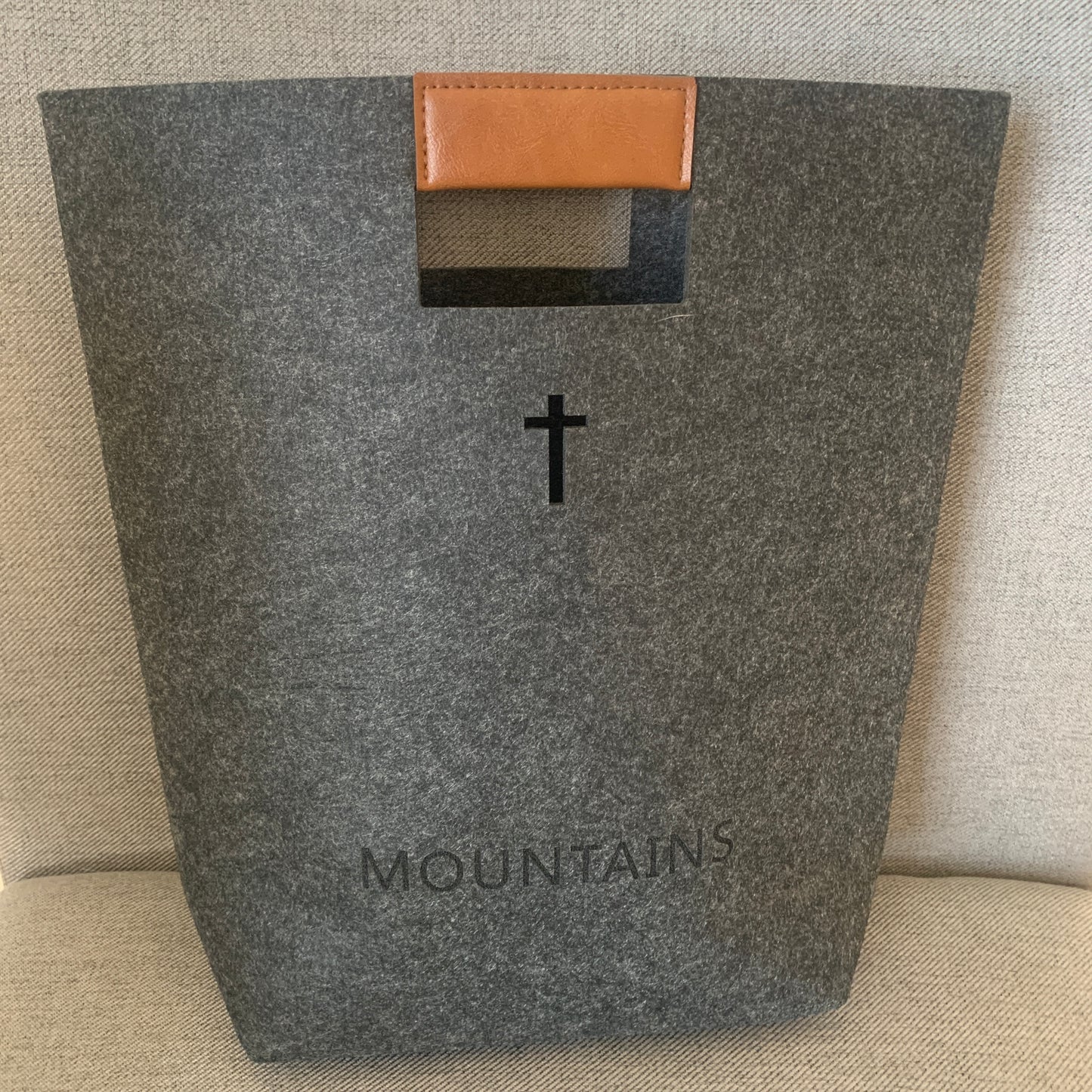 (BLACK) Bible Bag, Bible Carrying Case, Felt Bible Tote, Church Bag, Hollowed Cross