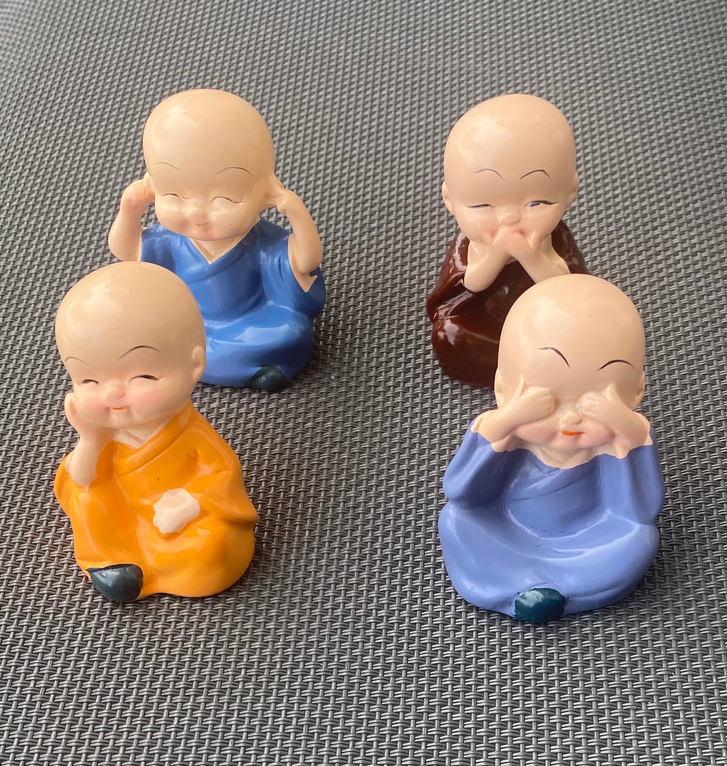 CUTIE Set of 4 Buddha Monk Statues Miniature Figurines