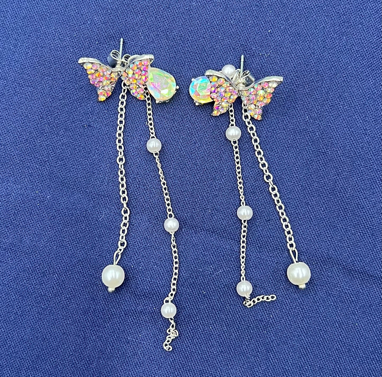 π¦ Colorful Rhinestone Butterfly Tassel Earrings β Water Drop Design