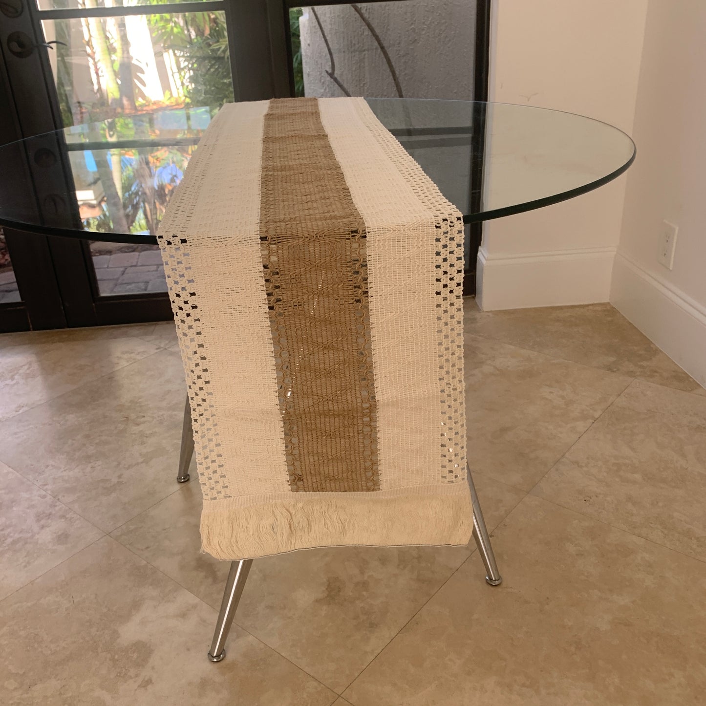 Rustic Boho Macrame Table Runner 12βx72β β Cotton & Jute Blend with Tassels, Farmhouse Dining Decor