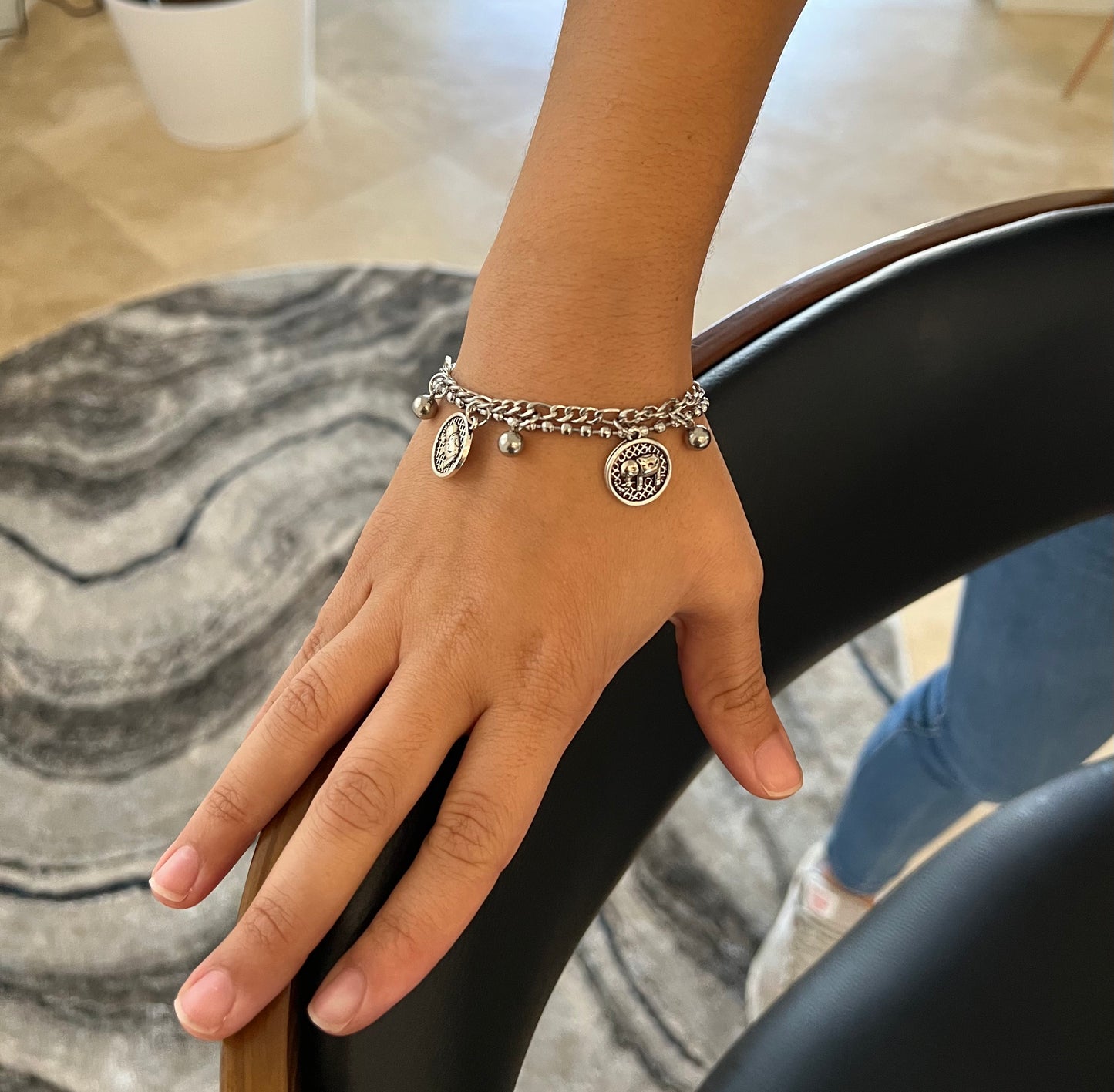 Korean simple stainless steel elephant pendant bracelet