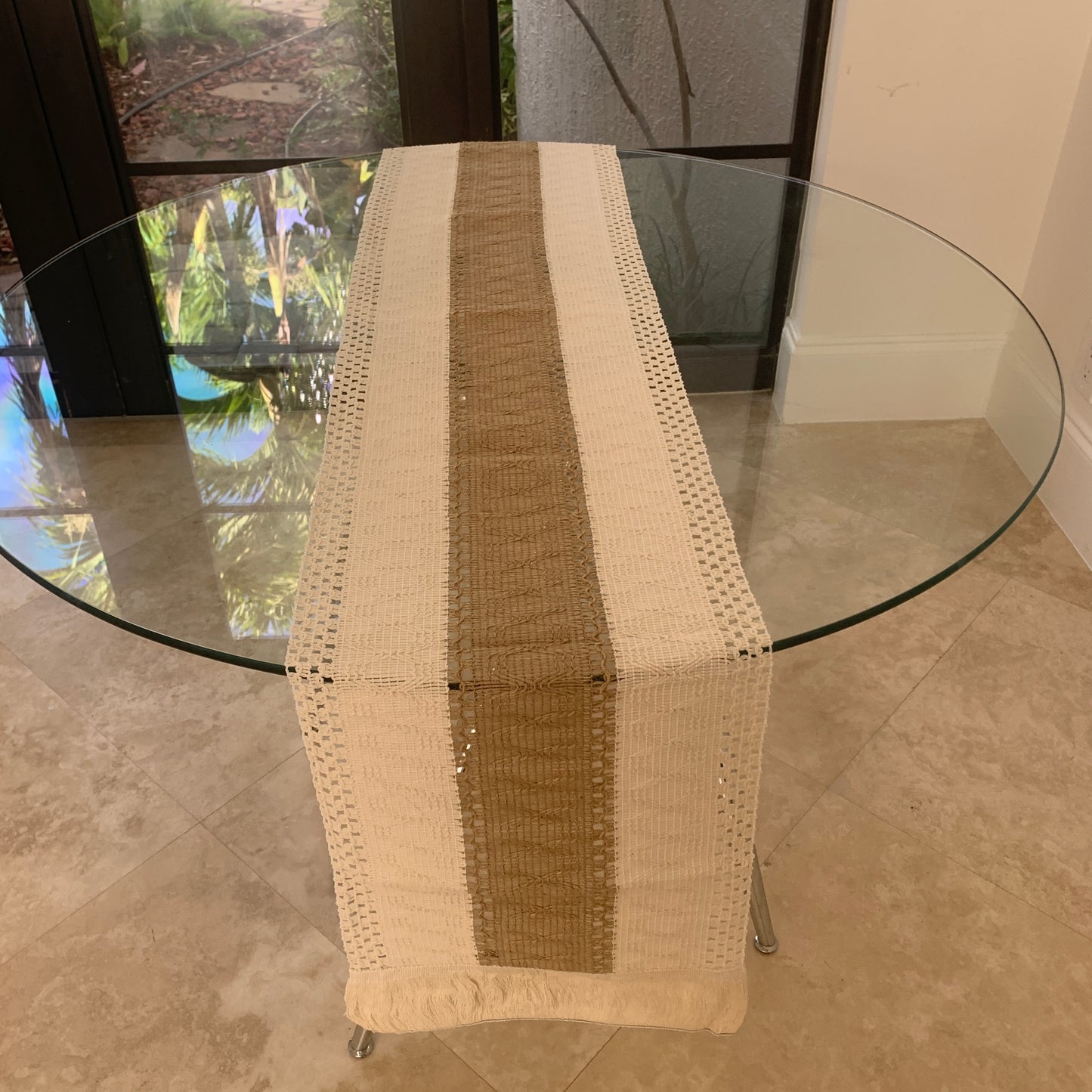 Rustic Boho Macrame Table Runner 12βx72β β Cotton & Jute Blend with Tassels, Farmhouse Dining Decor