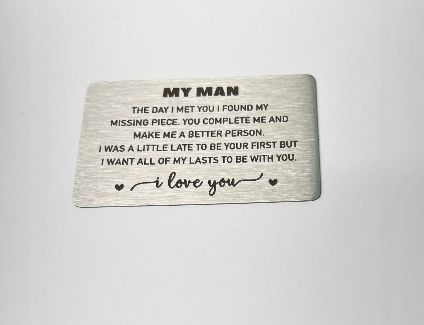 ♥ My Man Wallet Insert Card Anniversary Gifts, Love Note, Deployment Birthday Gift ♥