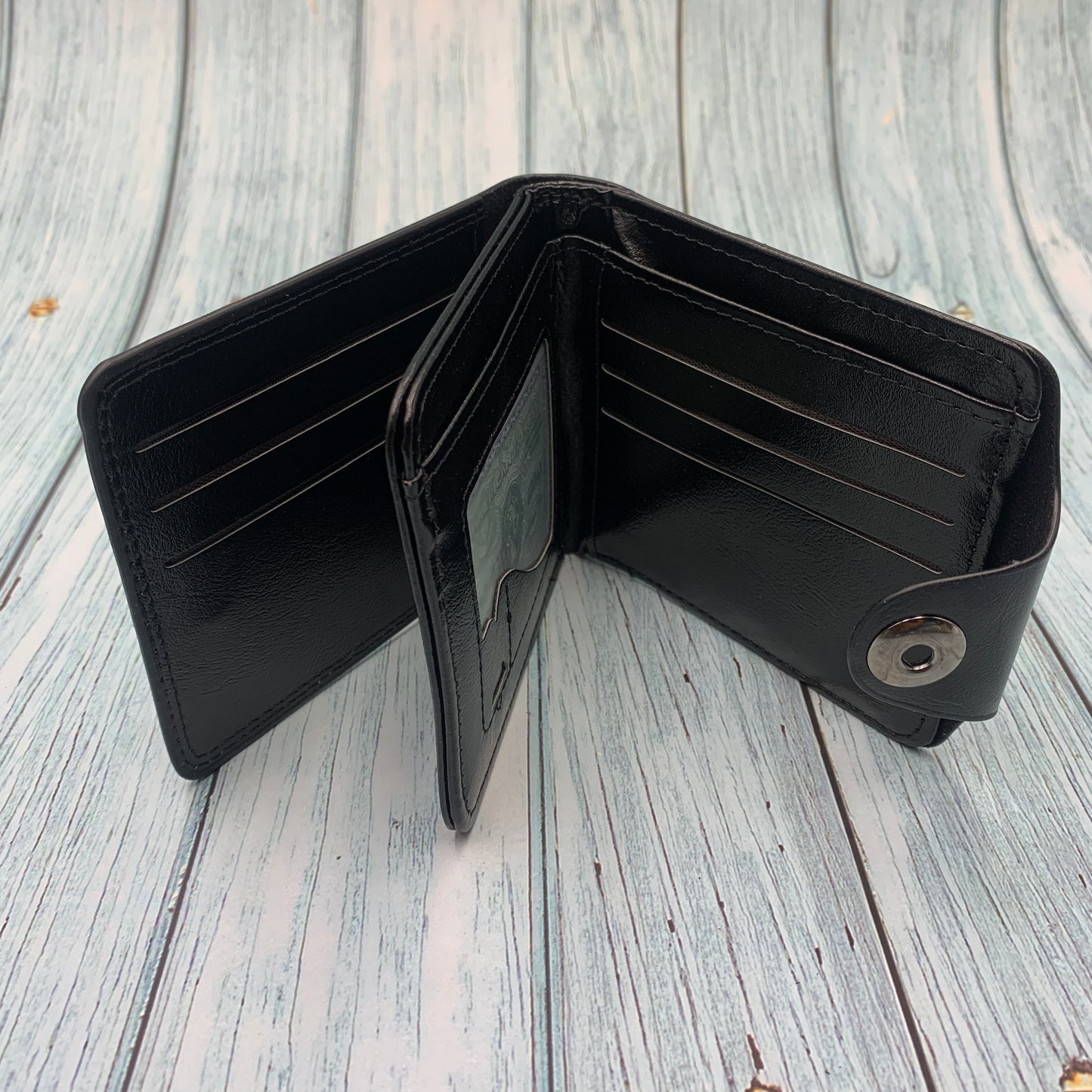 Men's Leather Wallet Bifold Card Photo Holder Handbag US 100 Dollar Bill Purse Black