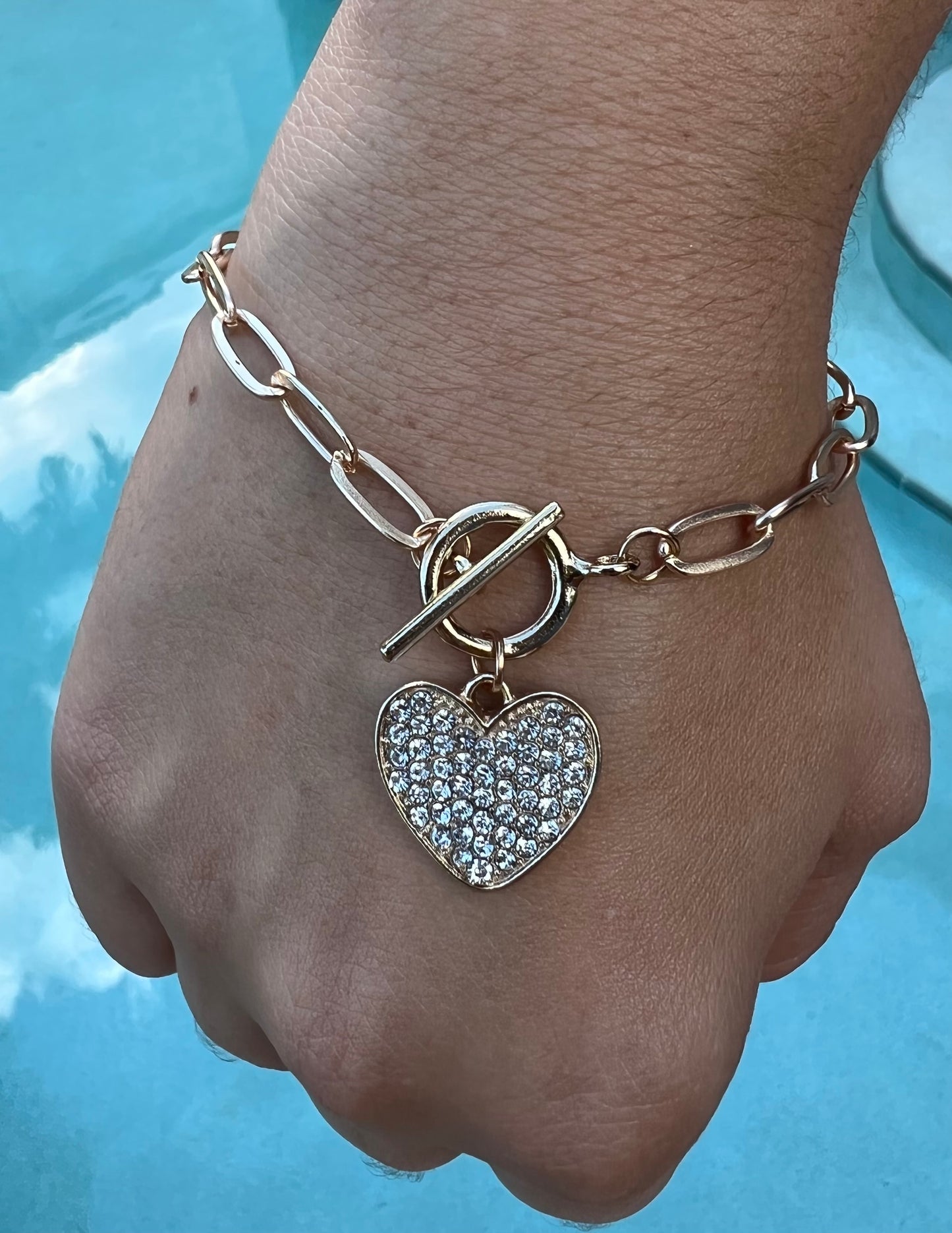 ✨NEW✨ Luxury Fashion Heart Shape Alloy Artificial Rhinestones Bracelets 1 Piece - Perfect Gift for Friends🎁