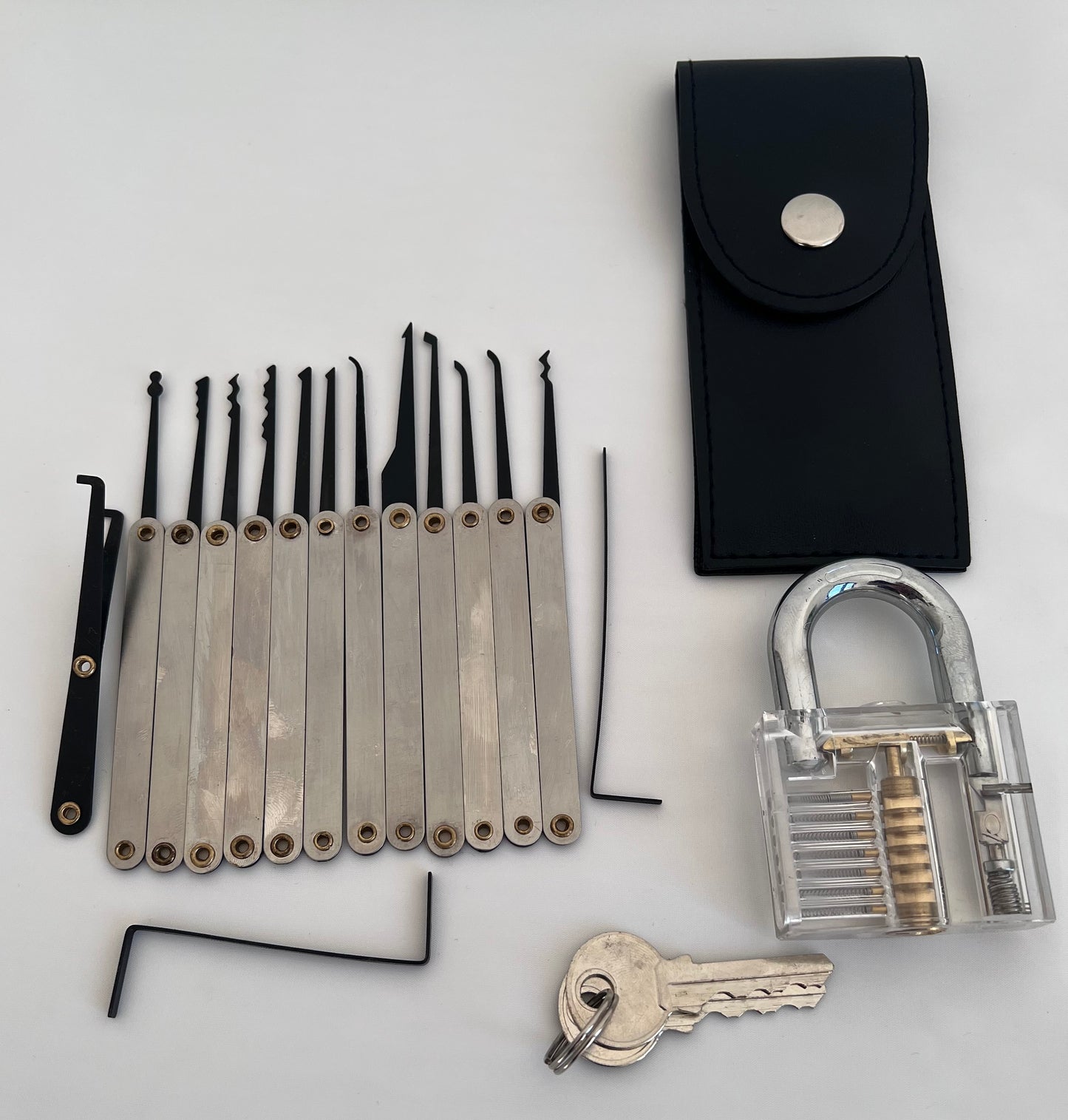 Lockpicking Practice Set β 15 PCS Stainless Steel Tools with Transparent Training Locks