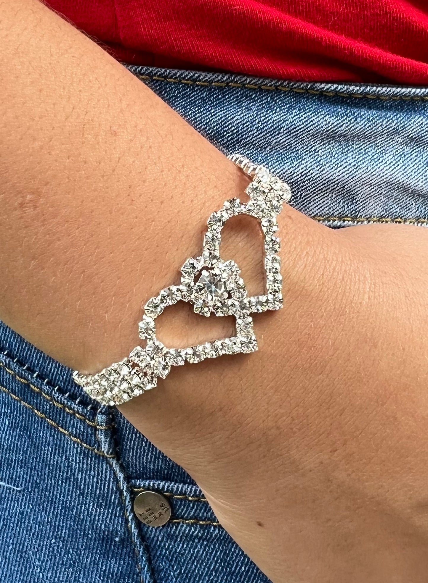 π Heart Rhinestone Bracelet β Sparkling Silver Love Jewelry β¨