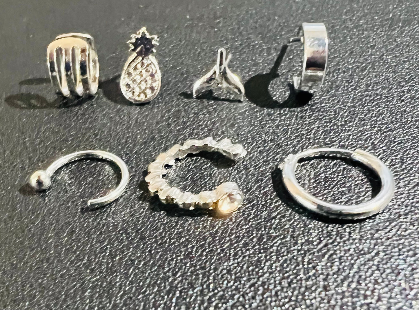 π Alloy Fishtail & Pineapple Fruit Earrings β 7-Piece Set